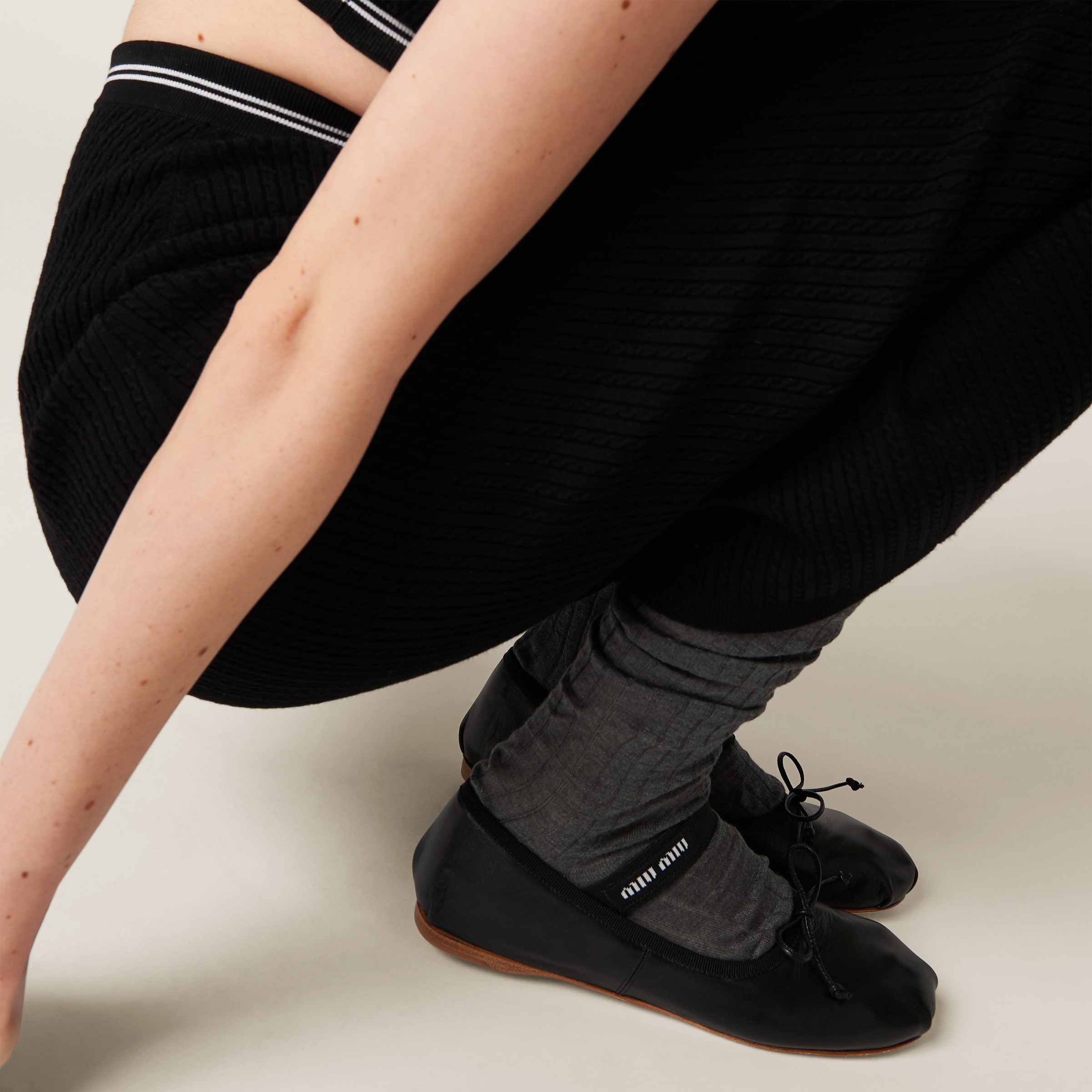 Black Leather Ballerinas | Miu Miu Black Leather Ballerinas | Miu Miu