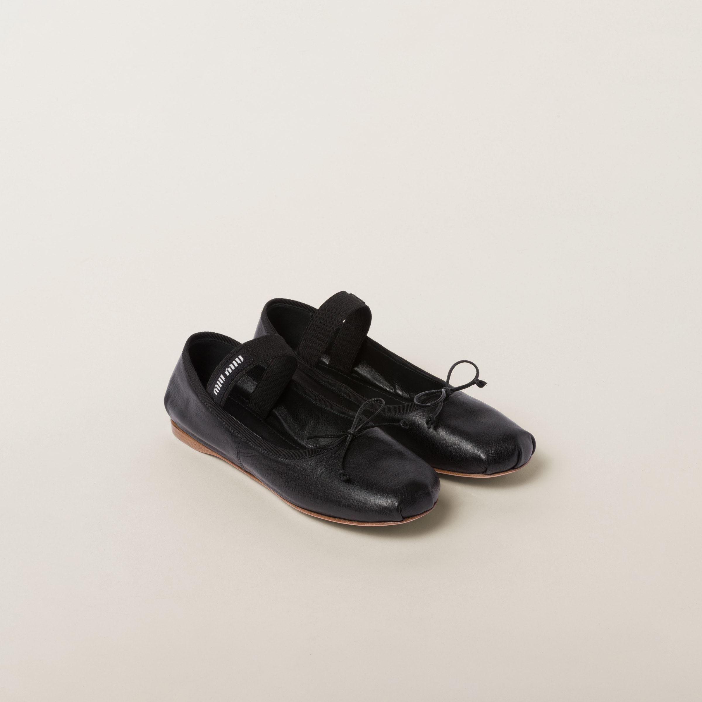 Miumiu Leather Ballerinas In Black