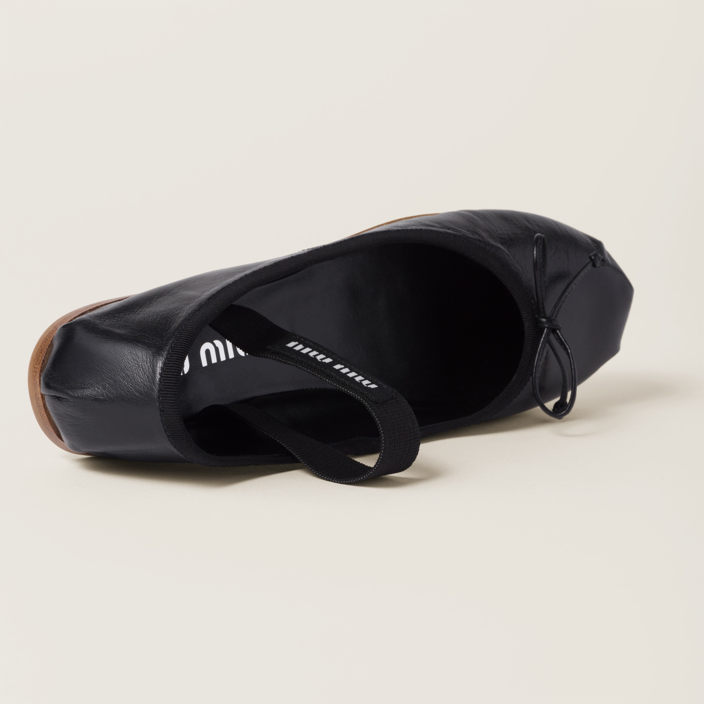 Shop Miumiu Leather Ballerinas In Black