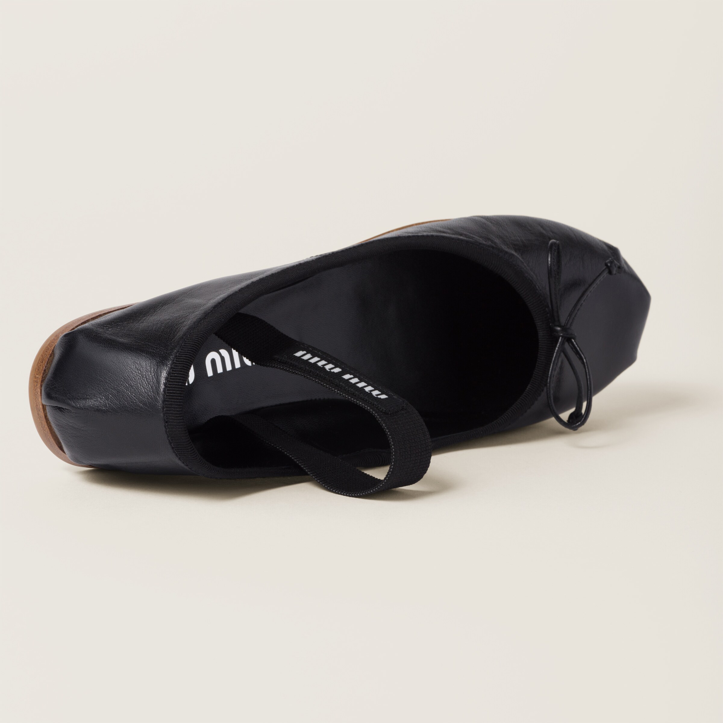 MIUMIU 26S BALLERINAS IN BLACK MESH FABRIC WITH BOW