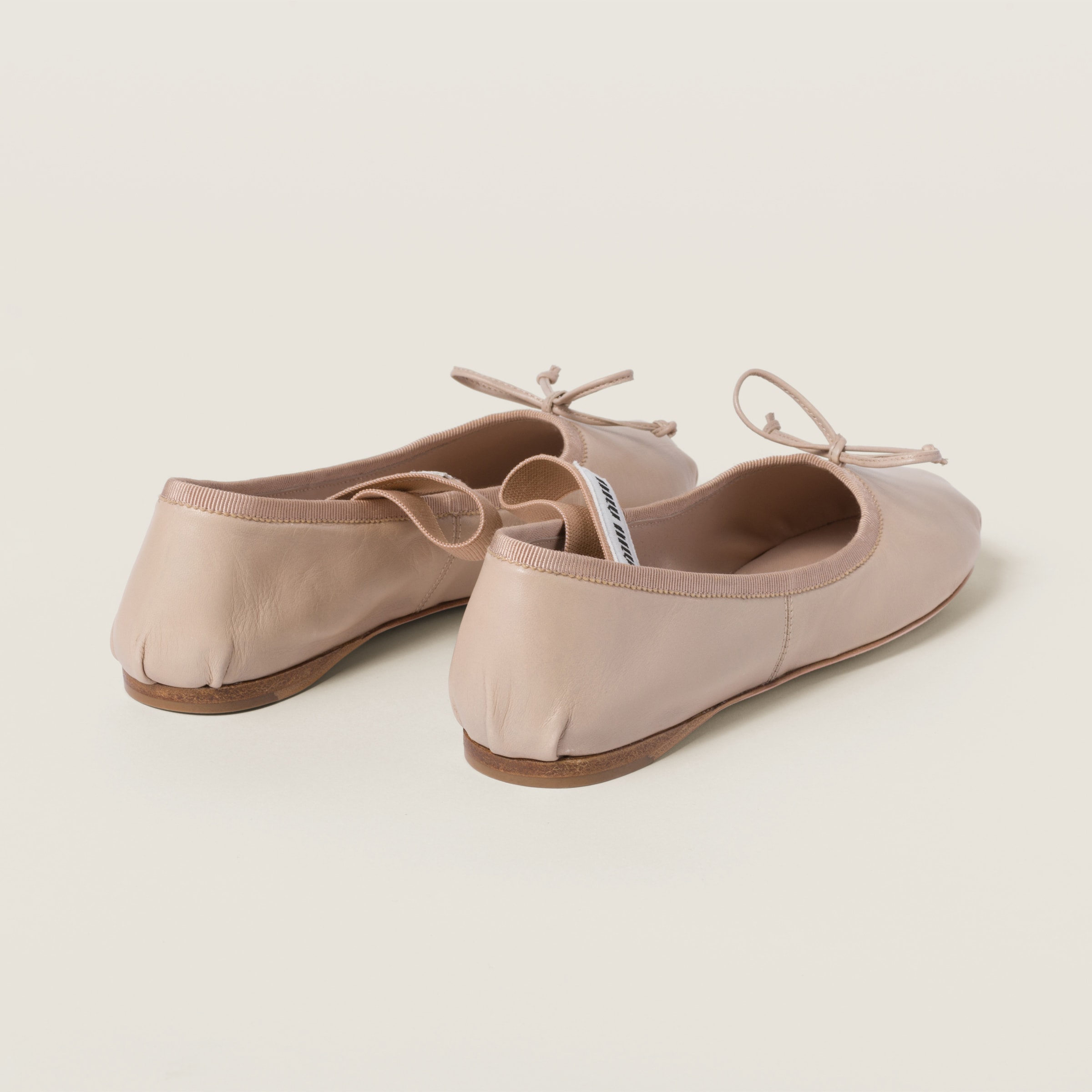 Shop Miumiu Leather Ballerinas In Water Lily