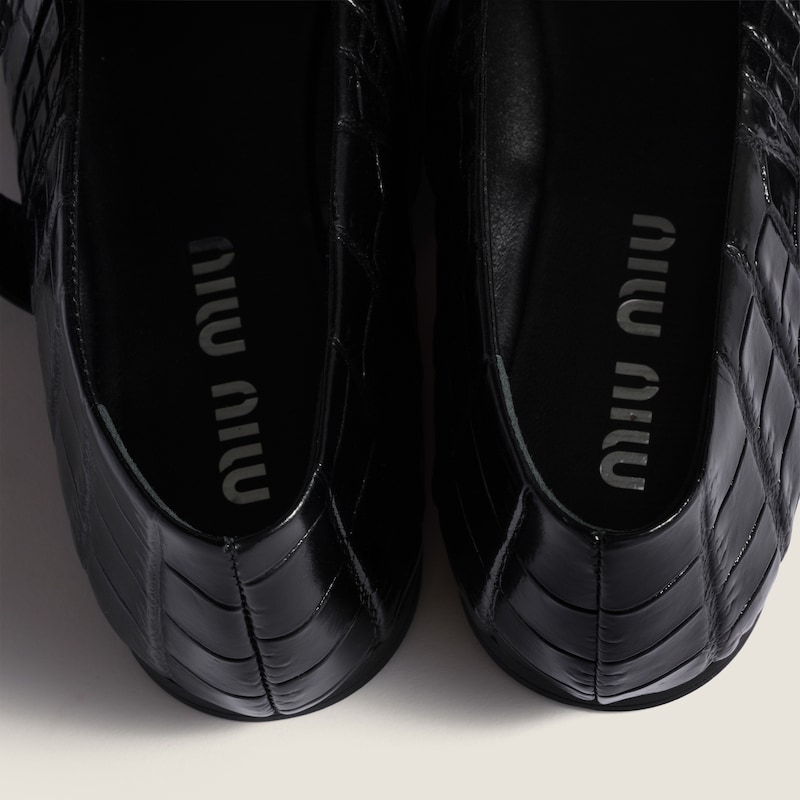 Croco-print leather ballerinas