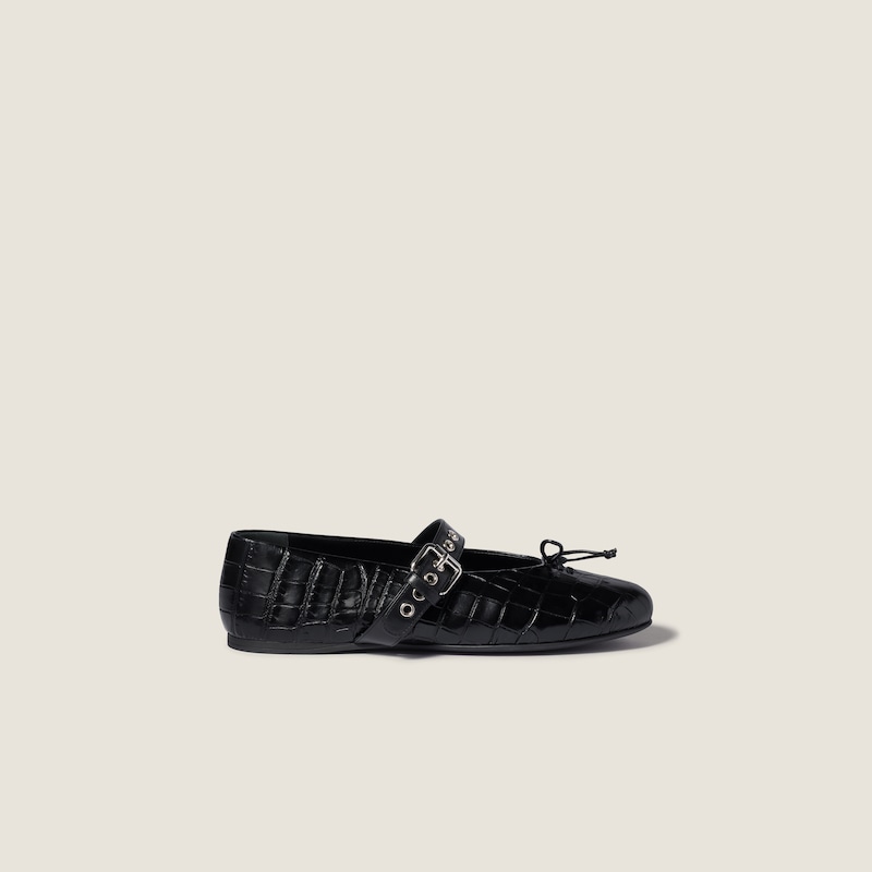 Croco-print leather ballerinas