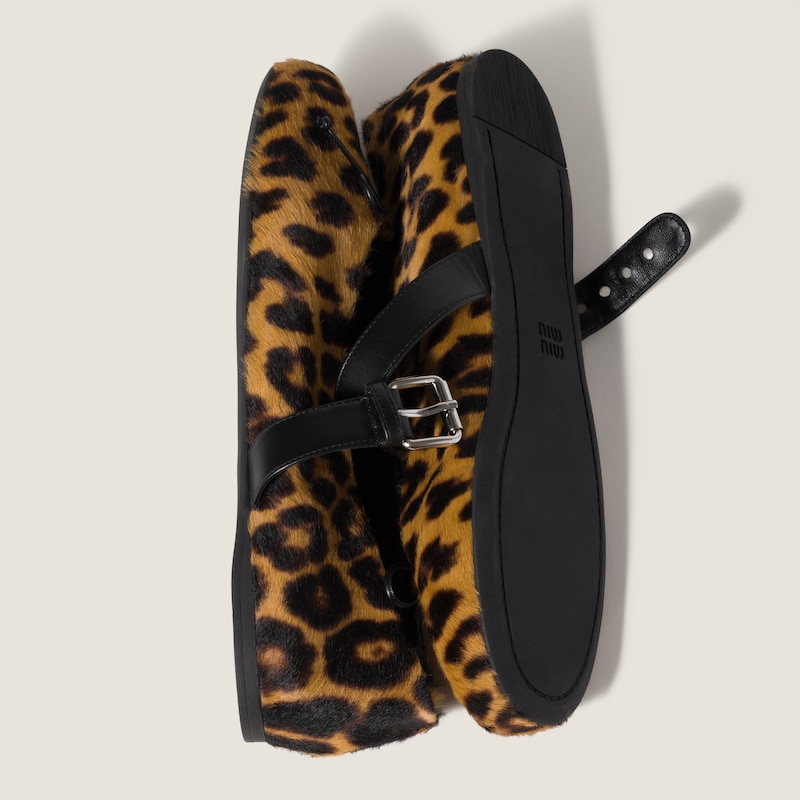 Printed leather ballerinas