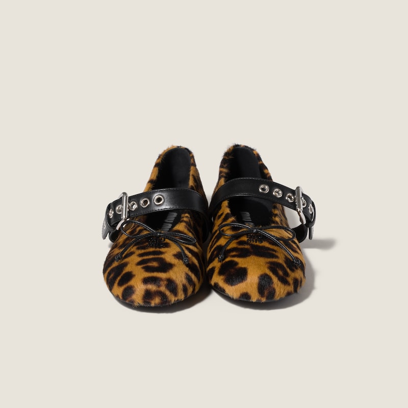 Printed leather ballerinas