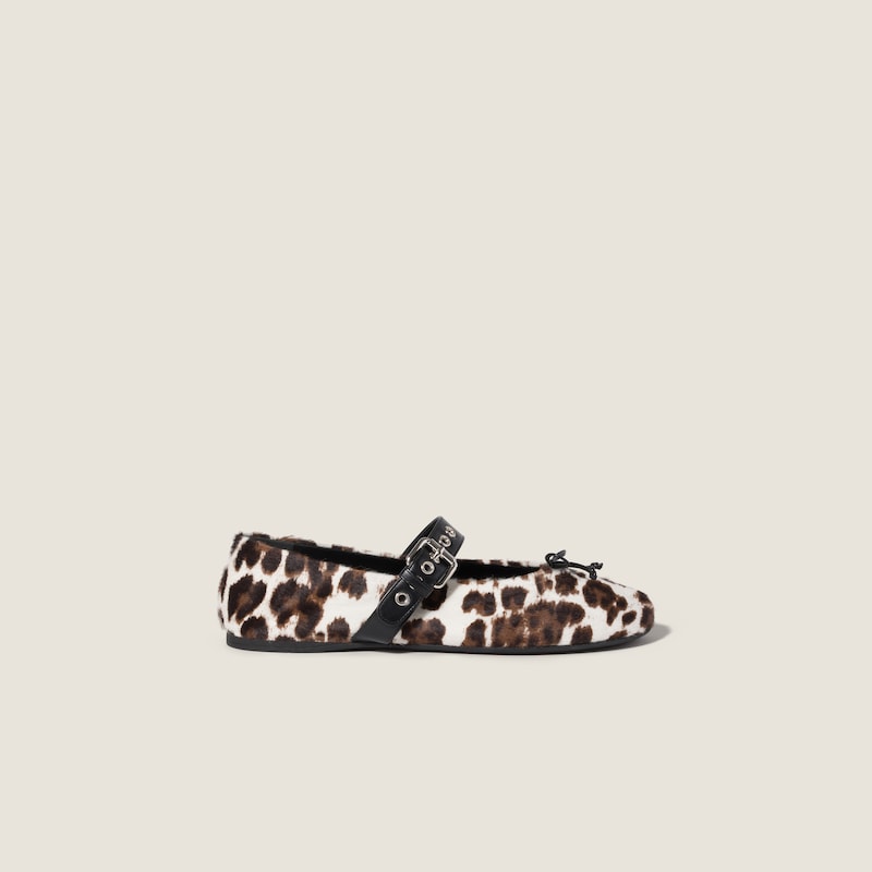 Printed leather ballerinas