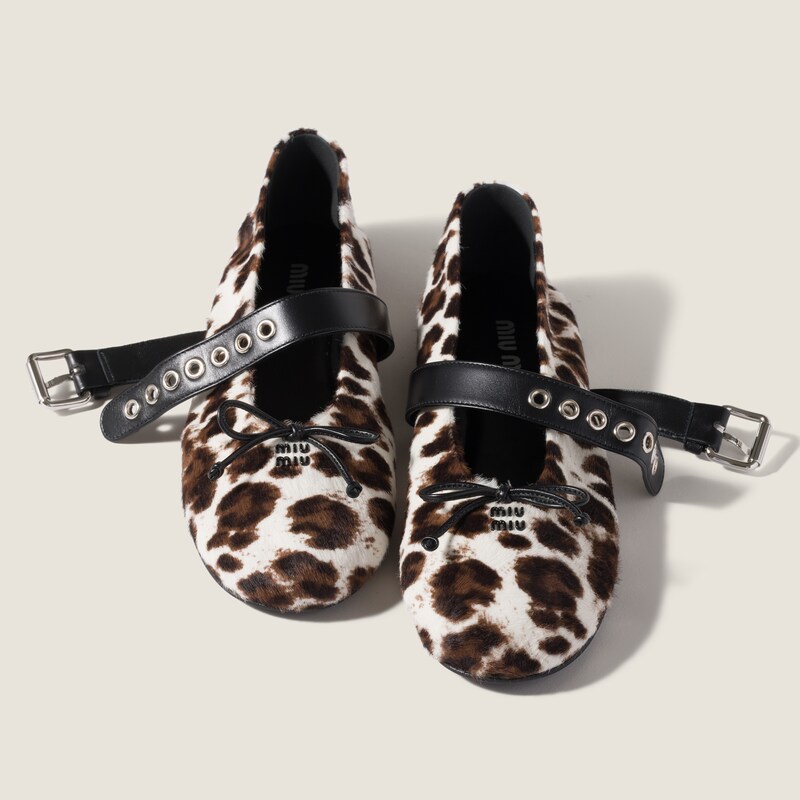 Printed leather ballerinas