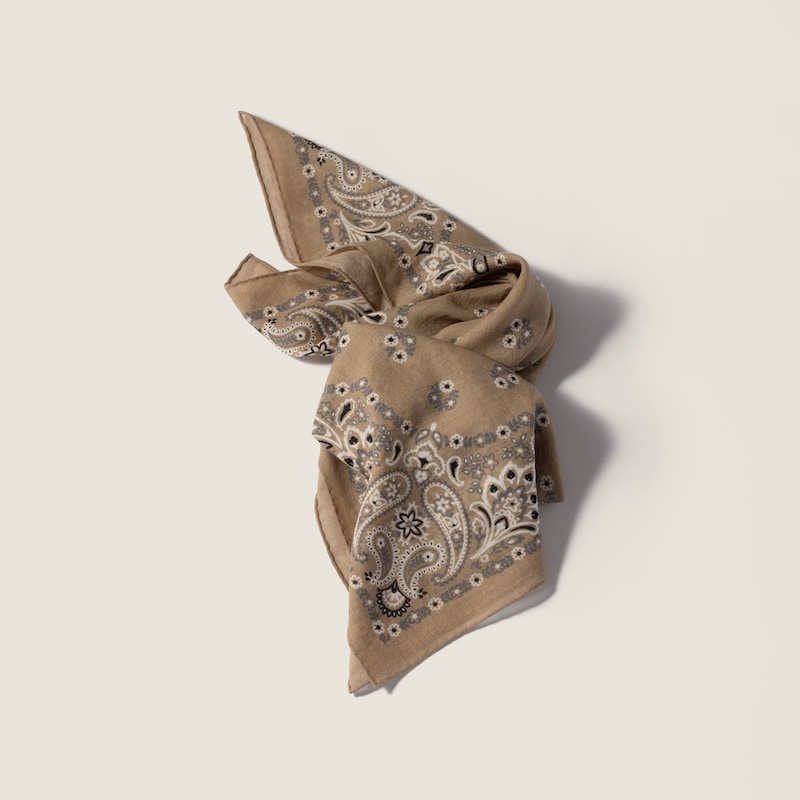 Printed wool and cashmere scarf