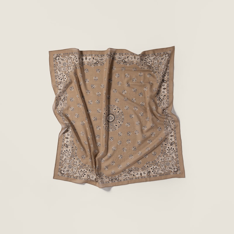 Printed wool and cashmere scarf