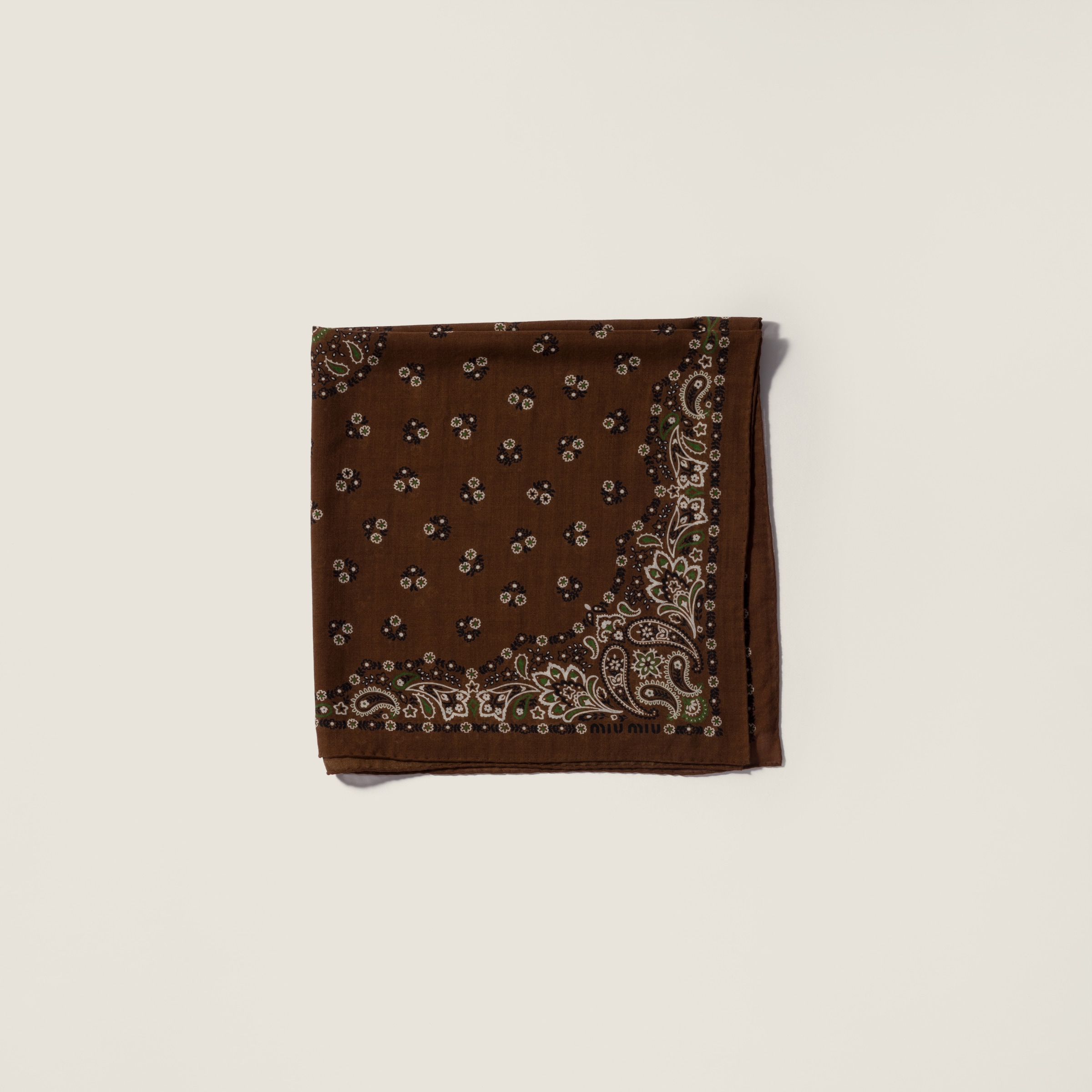 Miu Miu Printed Wool And Cashmere Scarf In Gray