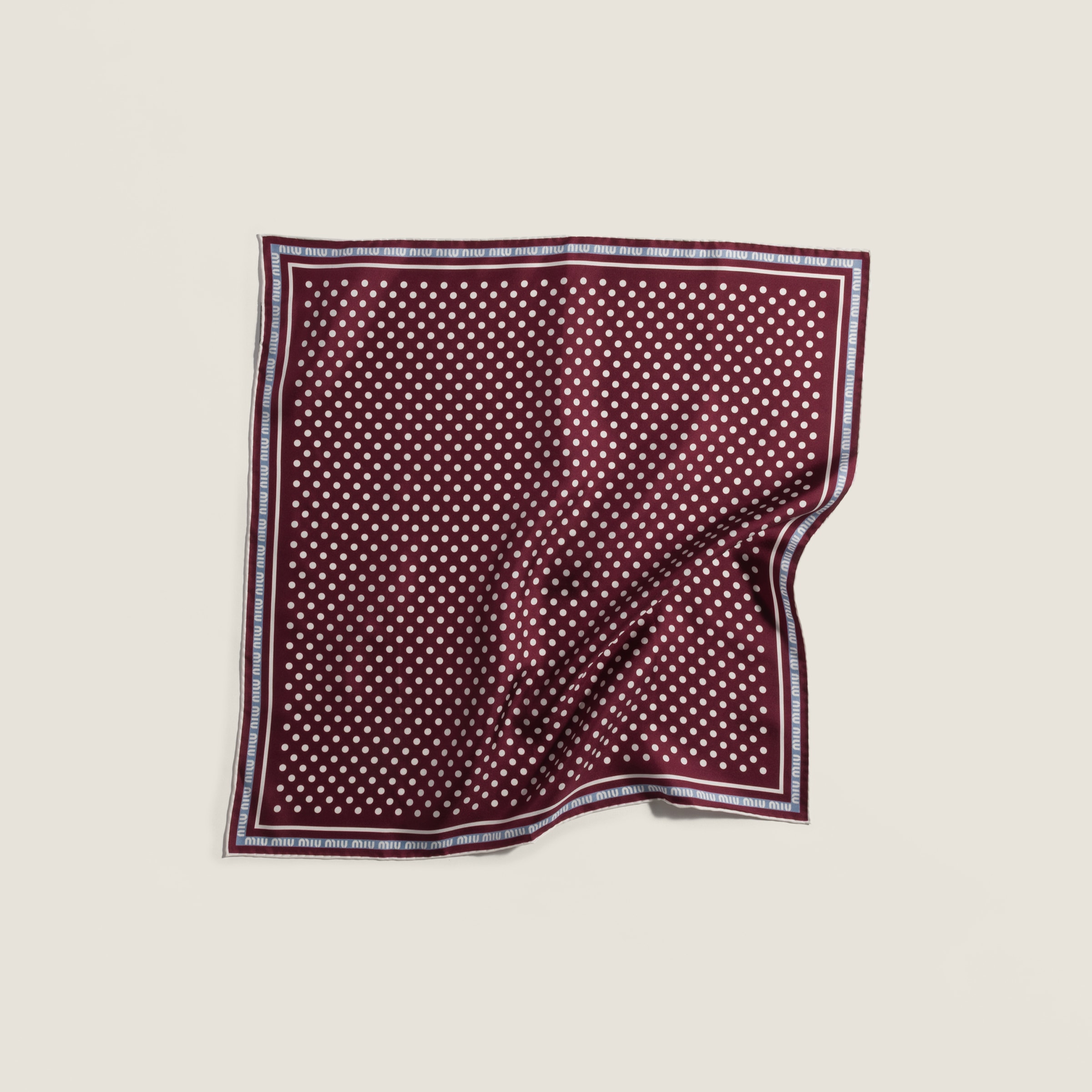 Amaranth Red/cornflower Printed Twill Scarf | Miu Miu - United States