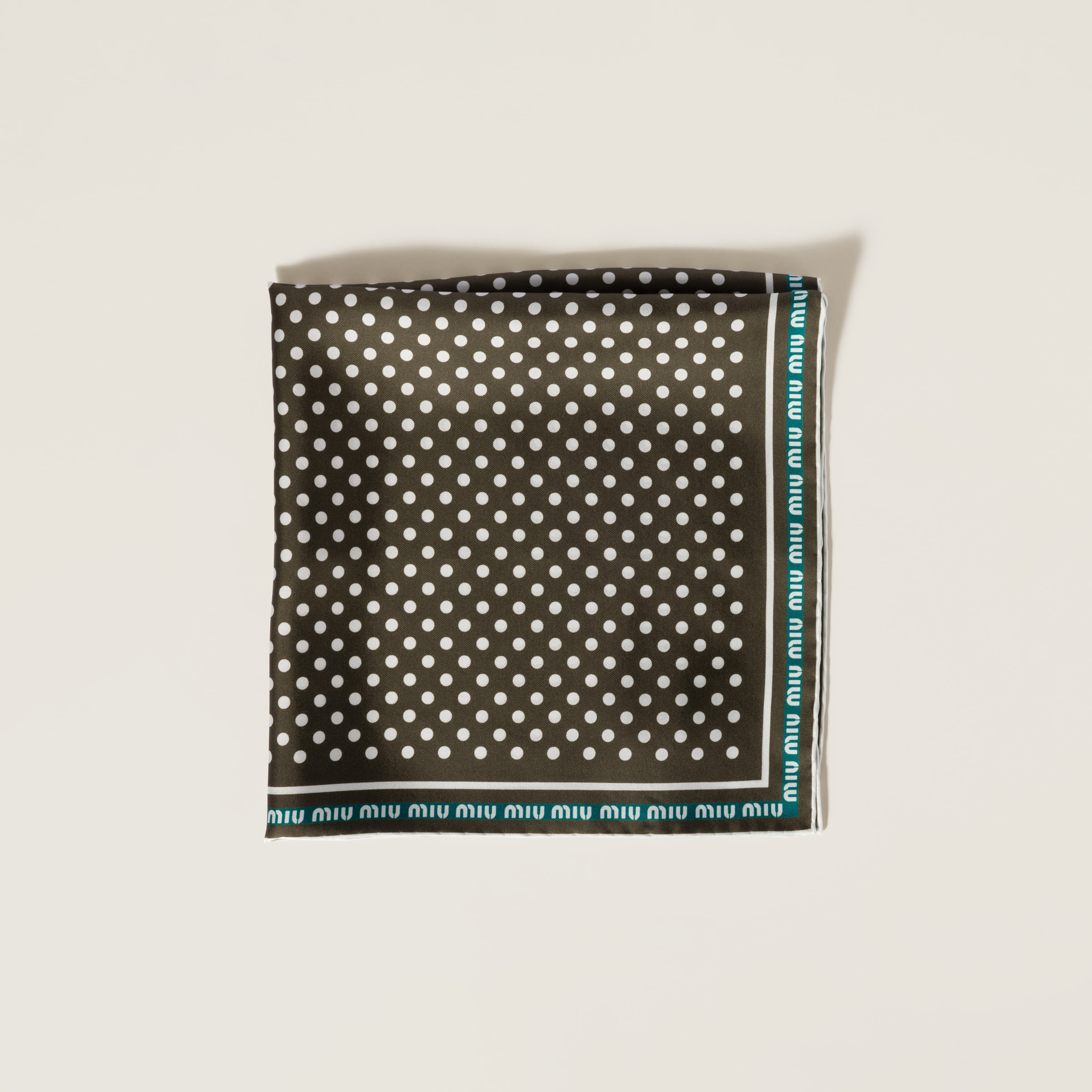 Miu Miu Printed Twill Scarf In Brown