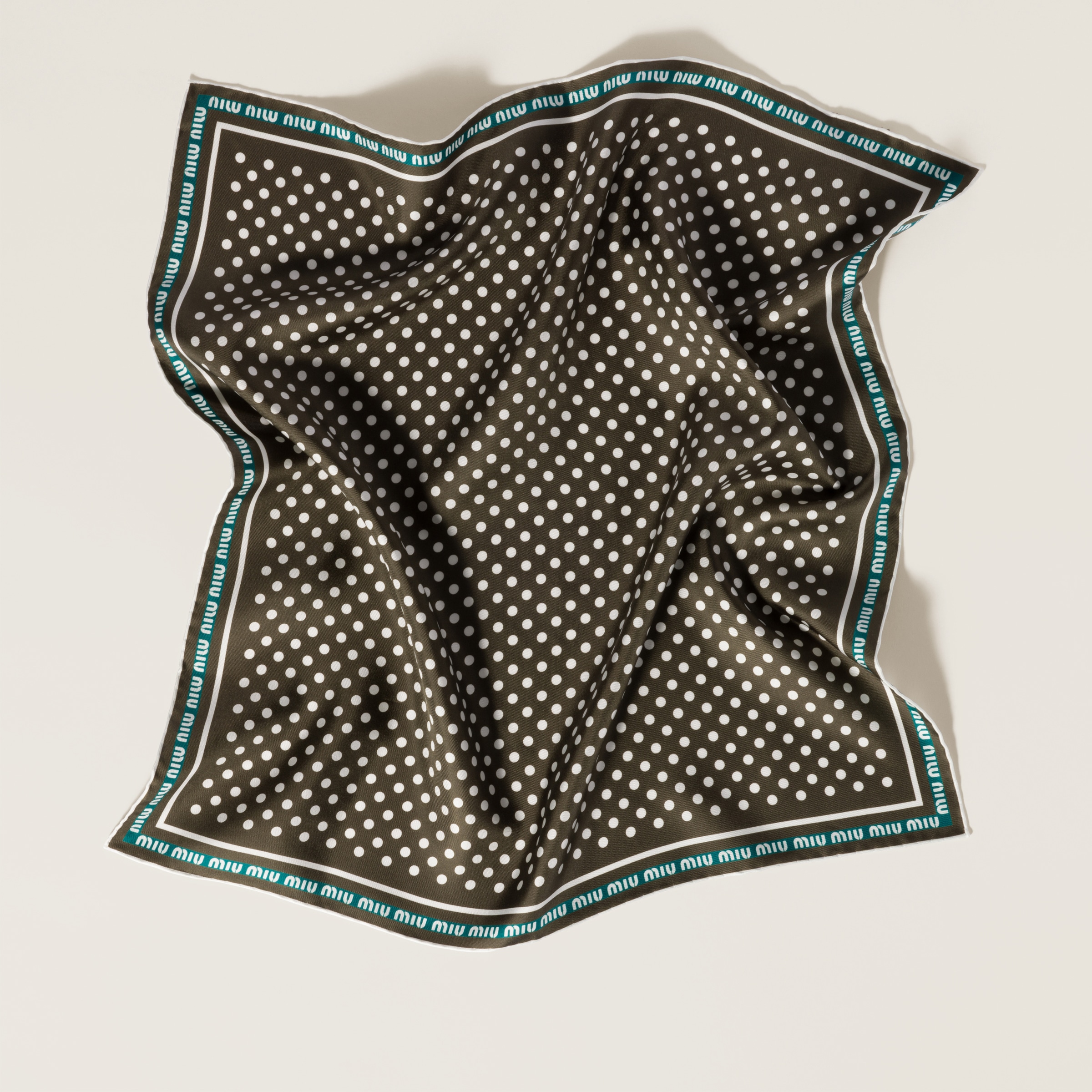 Miu Miu Printed Twill Scarf In Loden Green/lagoon Blue