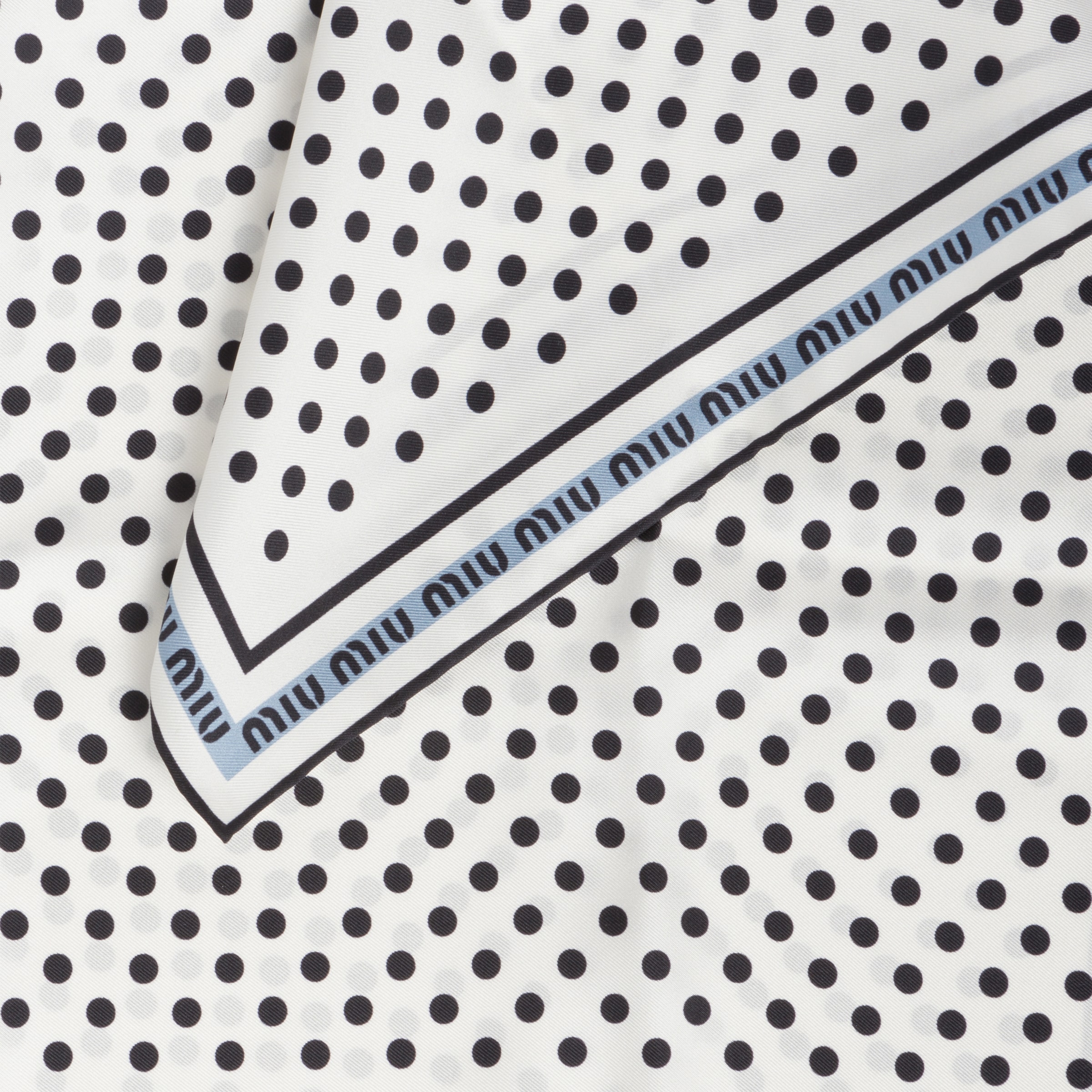 Chalk White/black Printed Twill Scarf | Miu Miu