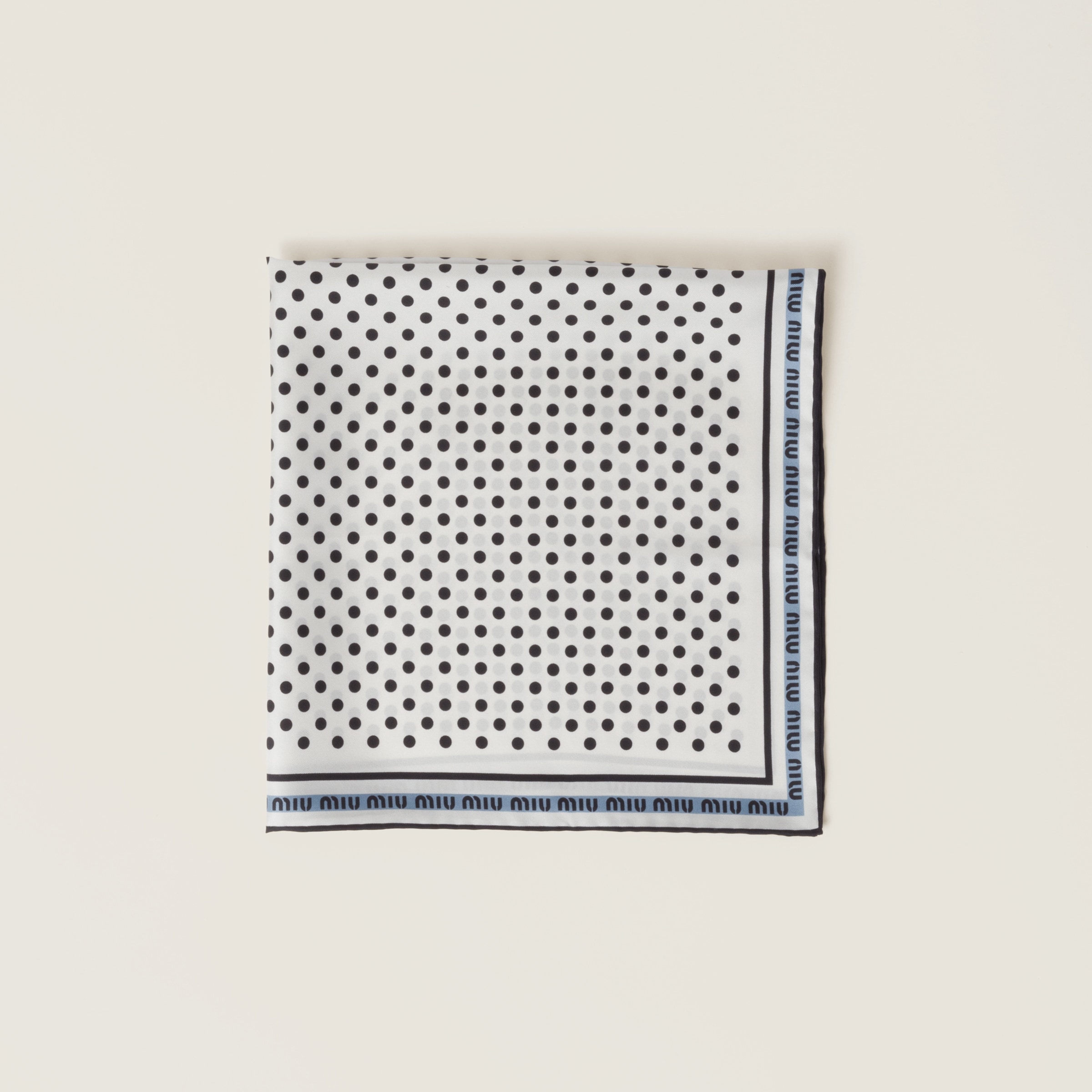 Chalk White/black Printed Twill Scarf | Miu Miu