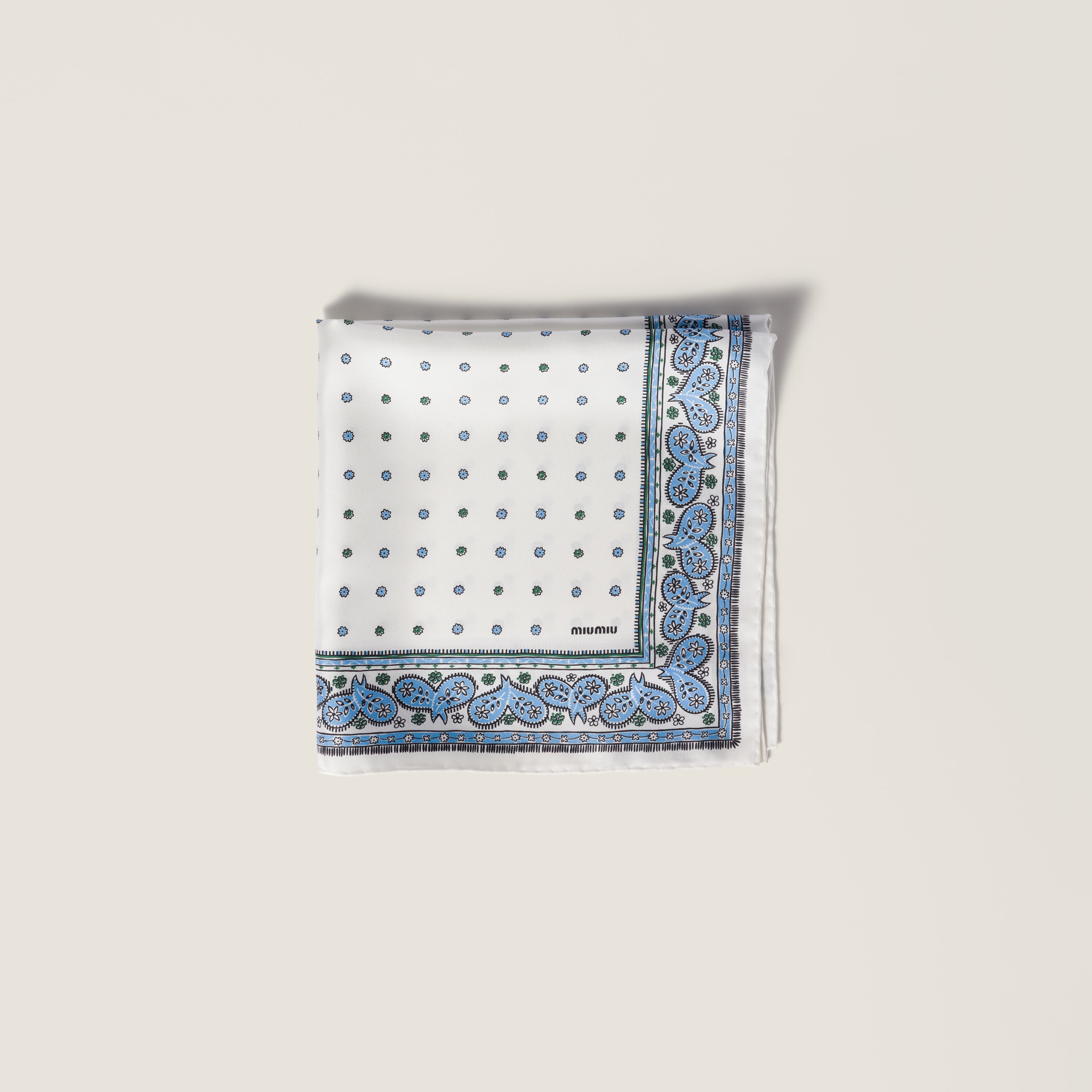 Printed twill scarf from Miu Miu - $320