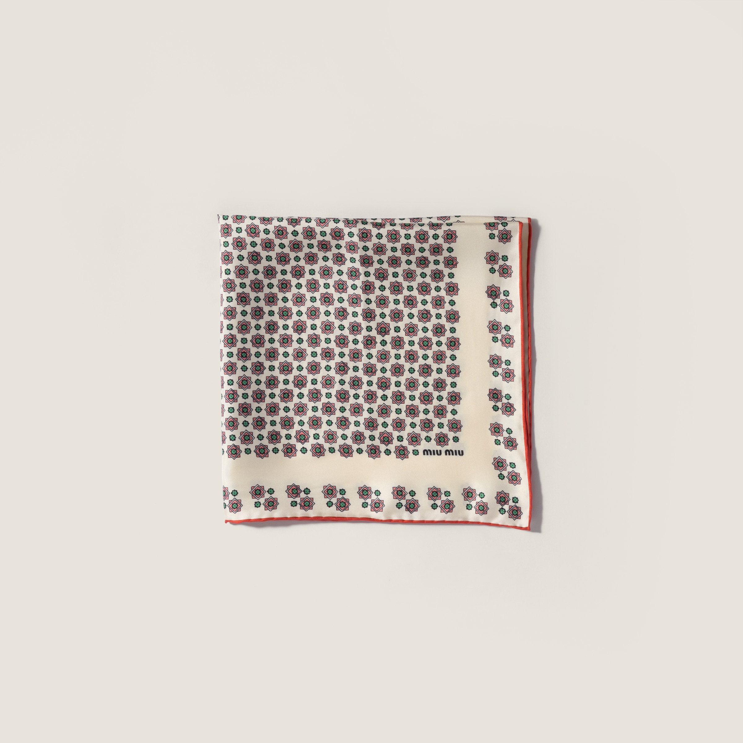 Printed twill scarf by Miu Miu
