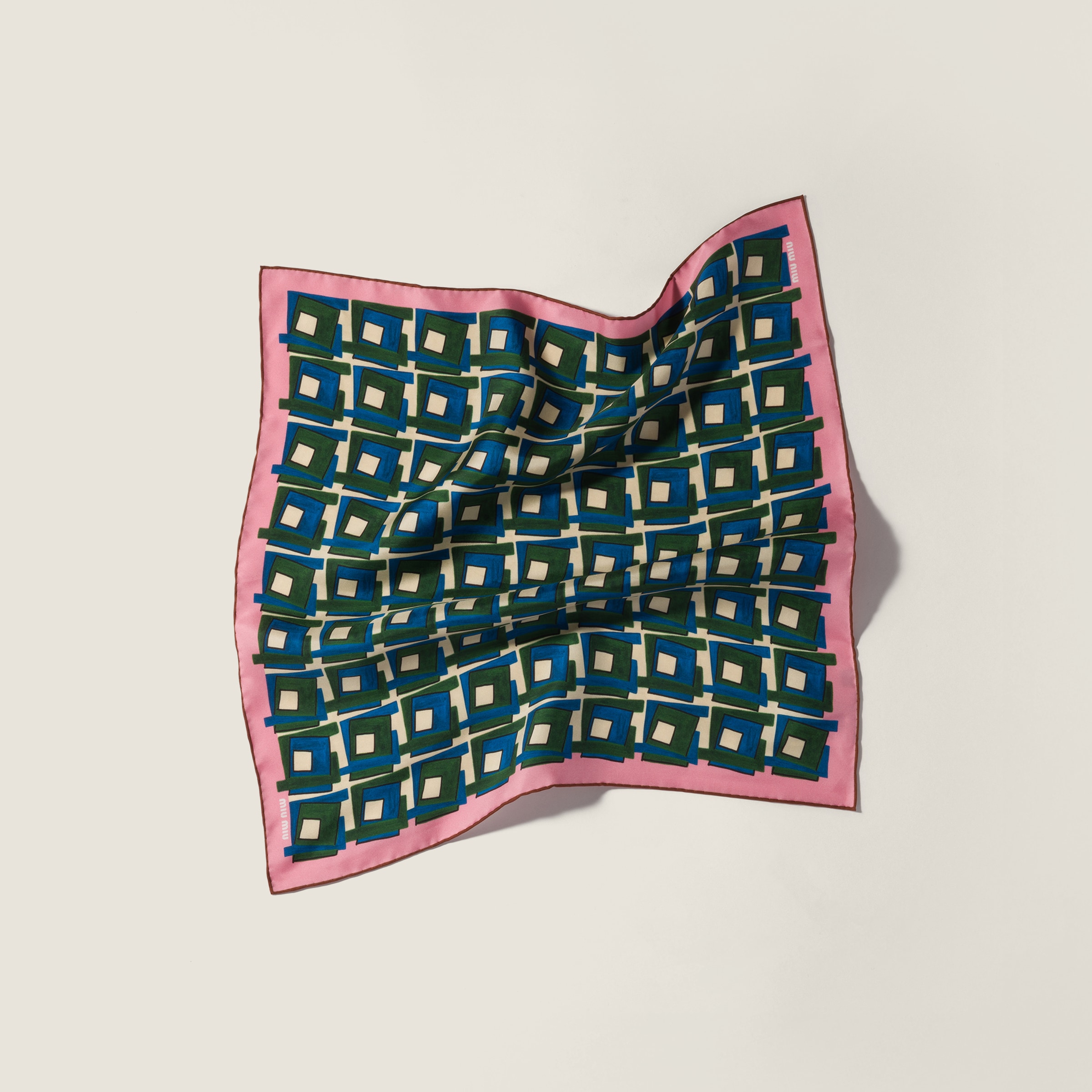 Pink/laurel Green Printed Silk Scarf | Miu Miu - United States