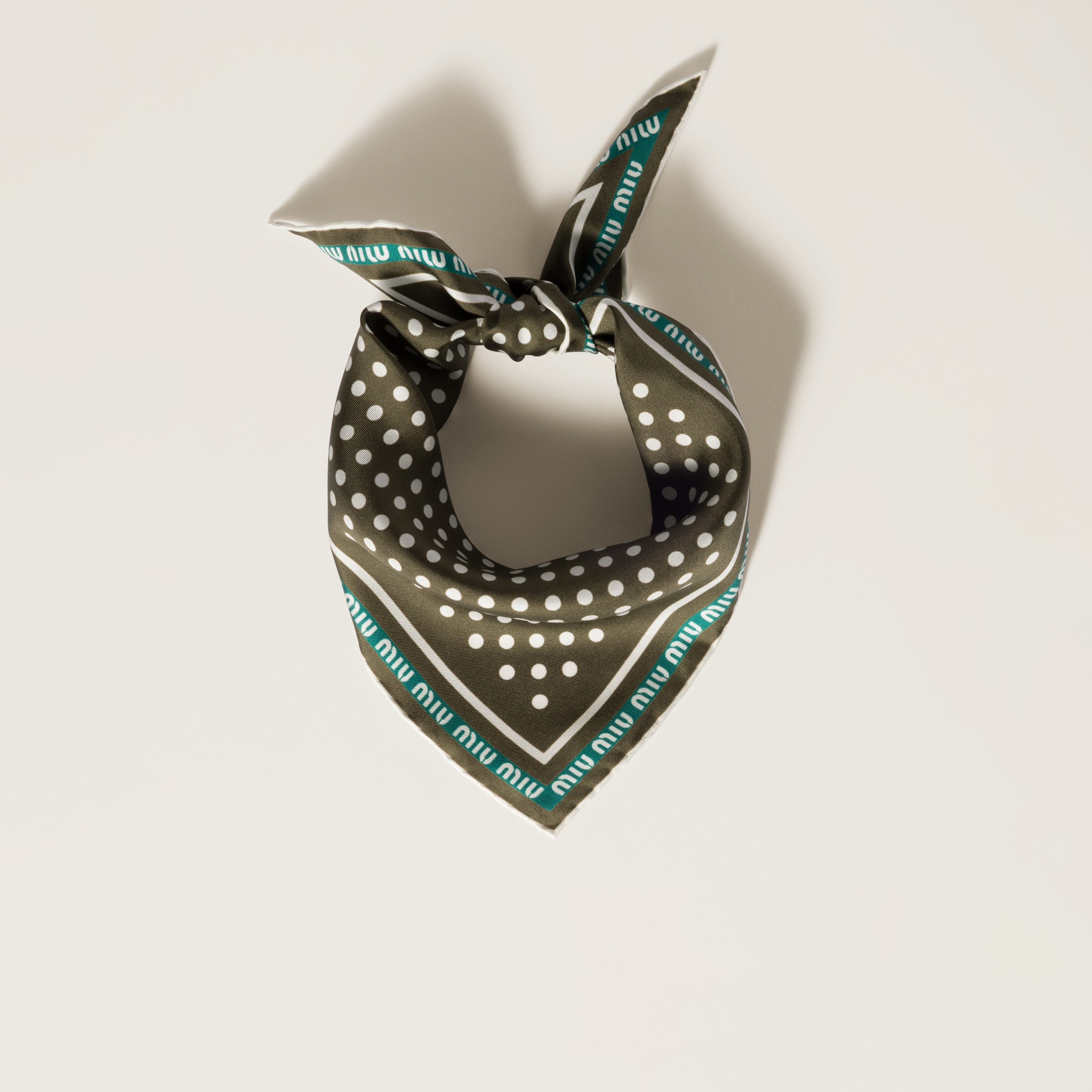Miu Miu Printed Silk Twill Scarf In Loden Green/lagoon Blue