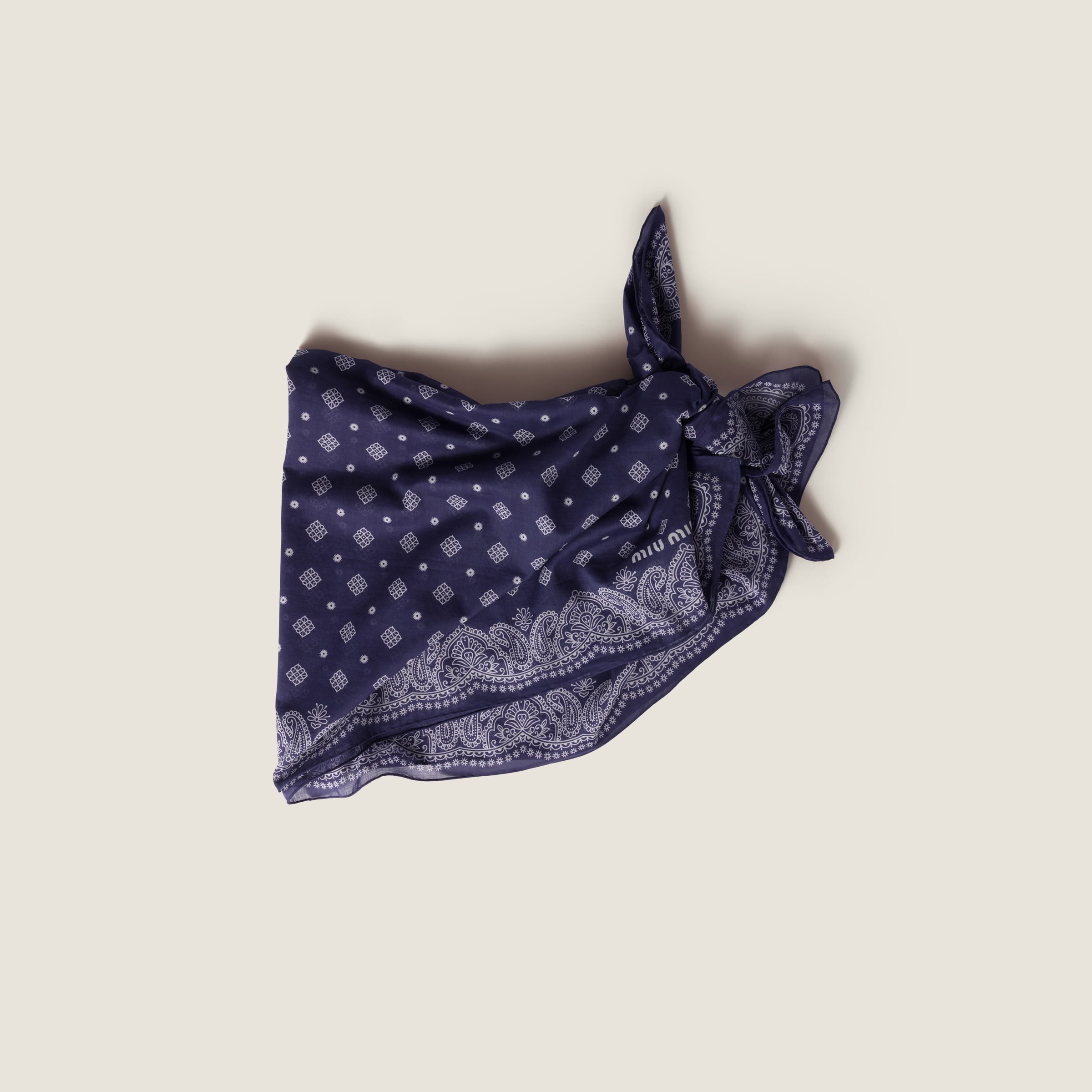 Miu Miu Printed Poplin Pareo In Blue
