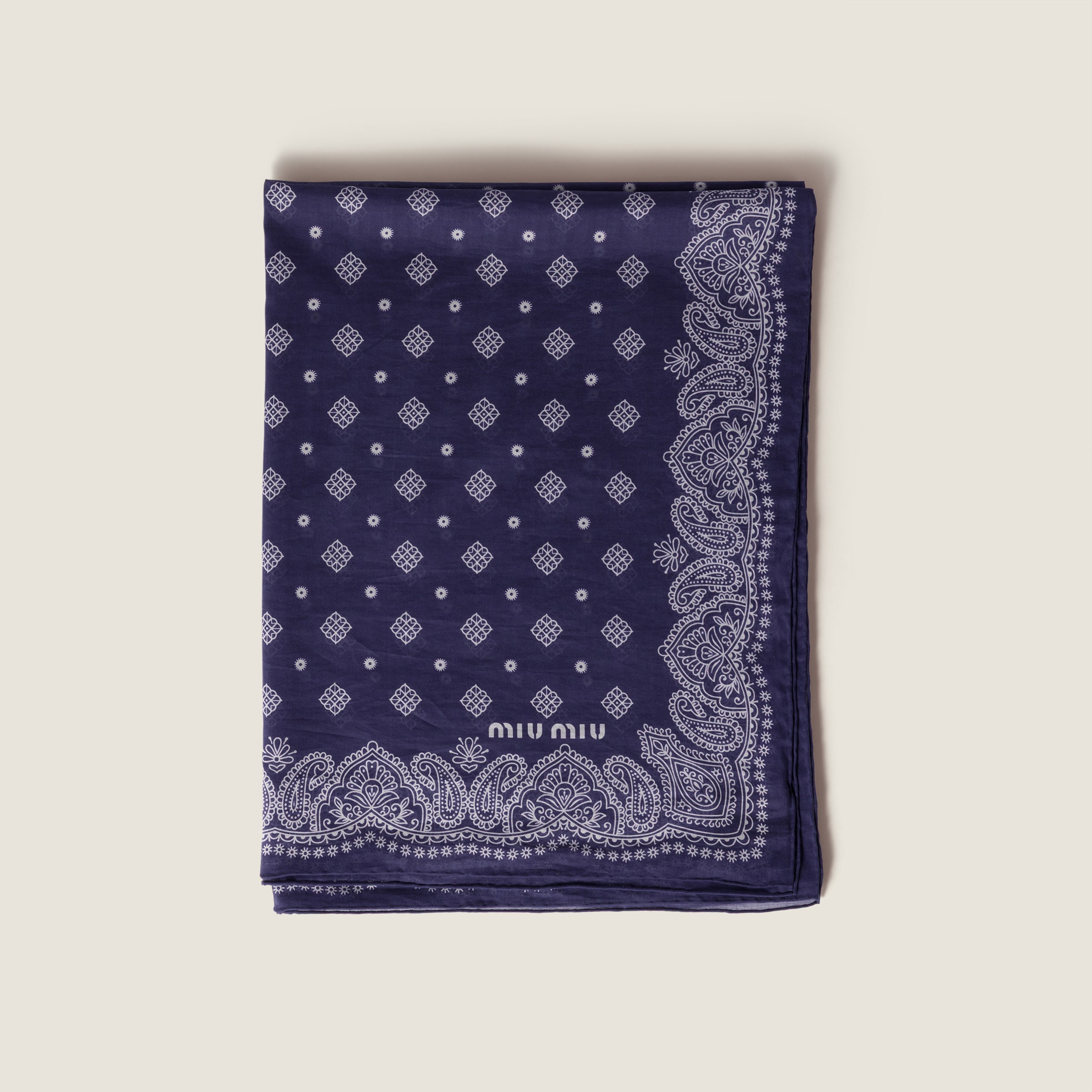 Miu Miu Printed Poplin Pareo In Blue
