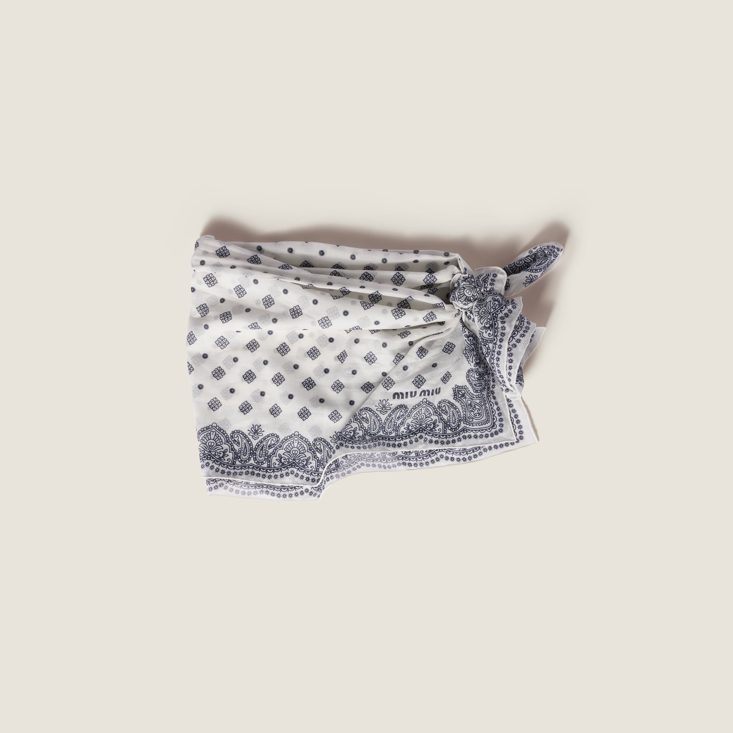 Miu Miu Printed Poplin Pareo In Blue