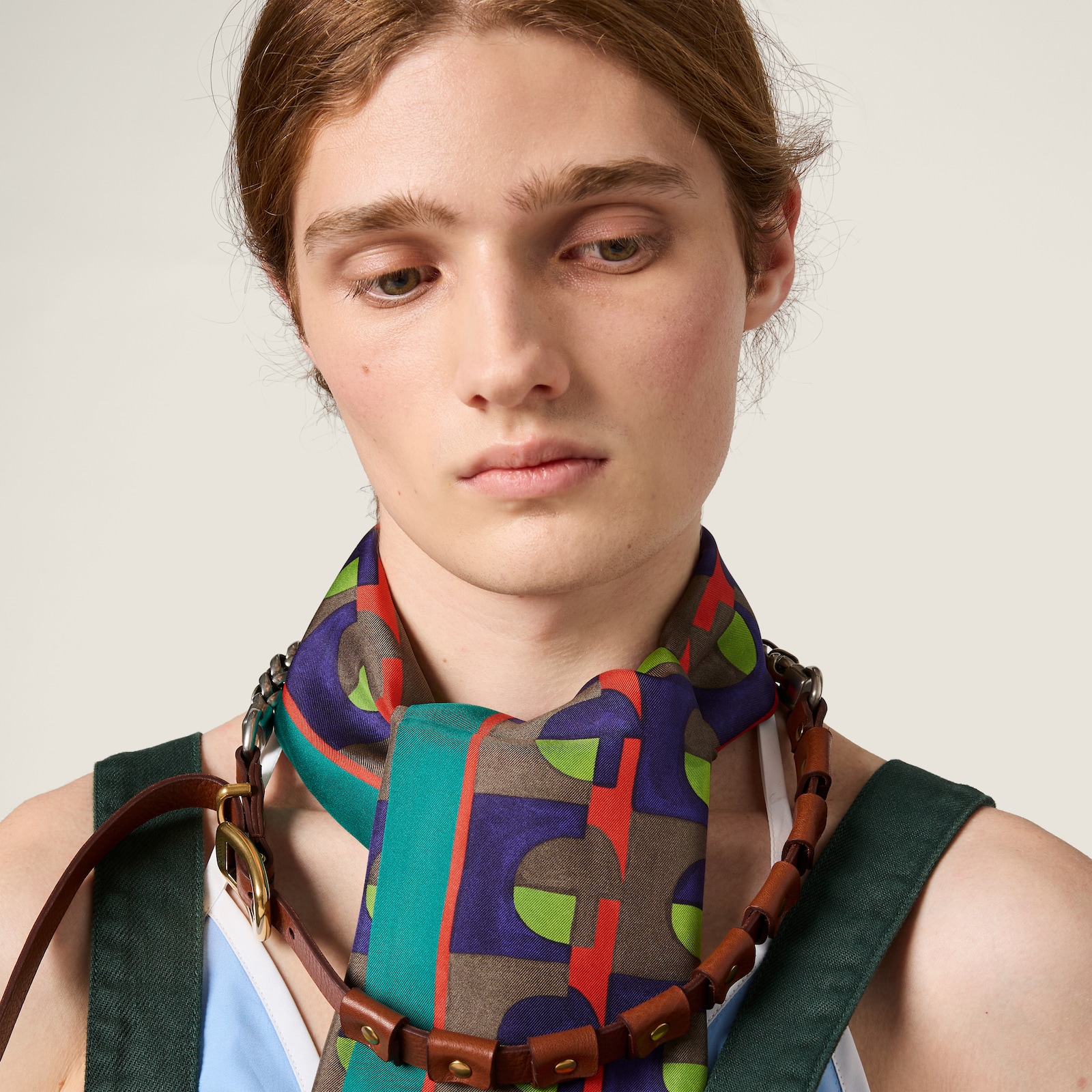 Absinthe/begonia Pink Printed Silk Scarf | Miu Miu