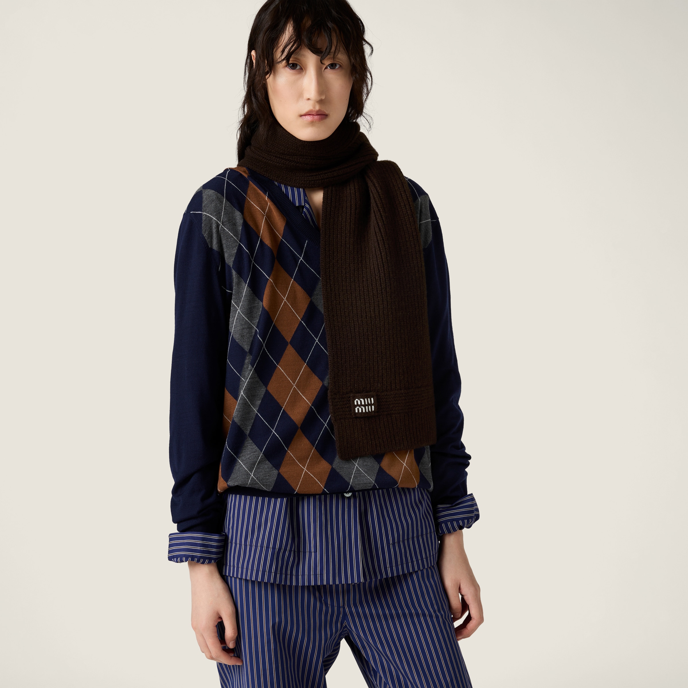 Miu Miu Cashmere Scarf In Brown