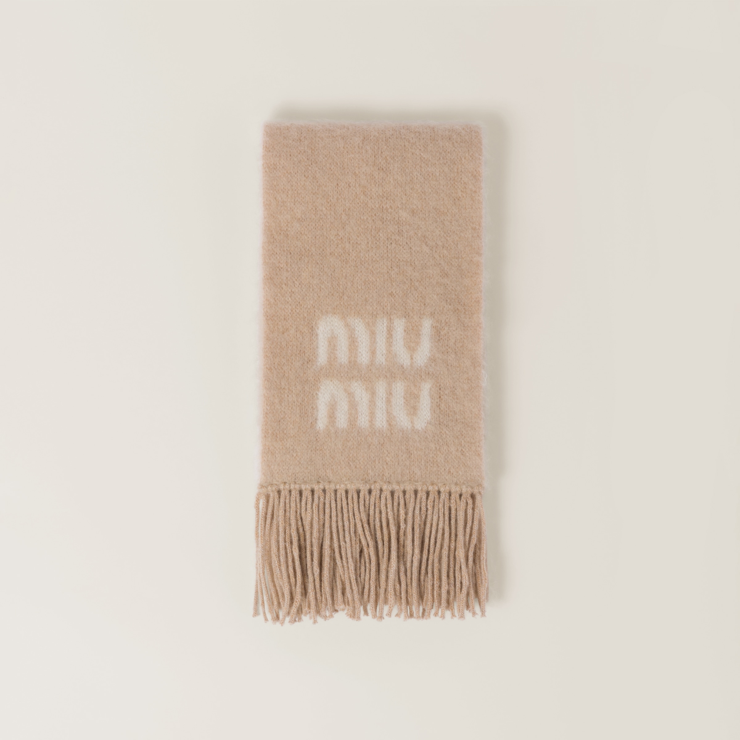 Miu Miu Wool And Mohair Scarf In Natural