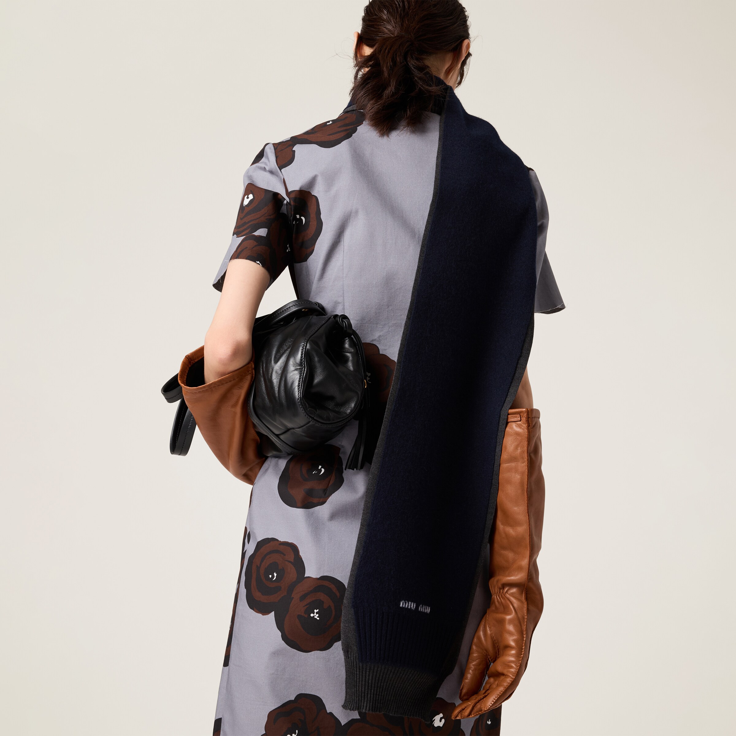 Blue/dark Grey Cashmere And Silk Scarf | Miu Miu