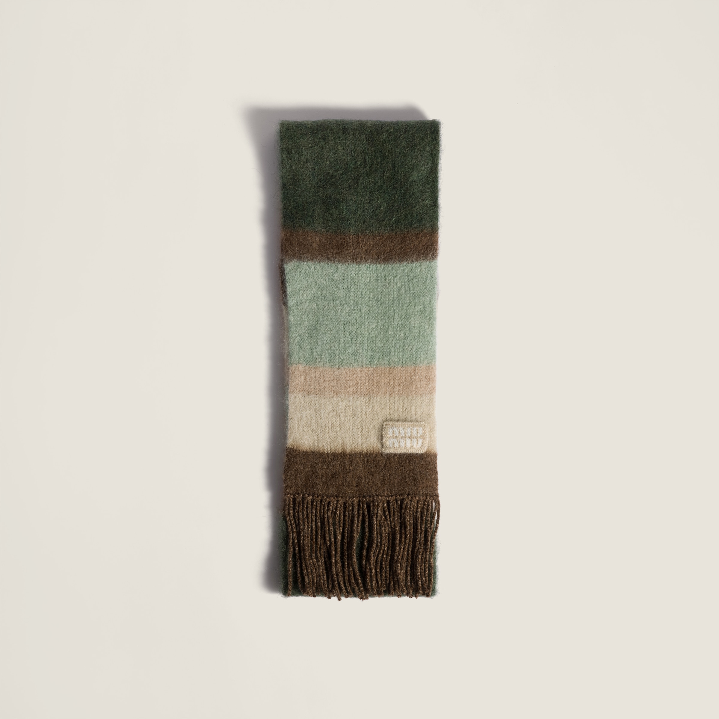 Tobacco Wool And Mohair Scarf | Miu Miu