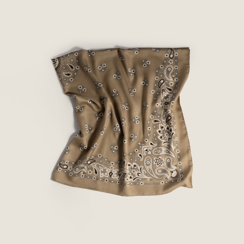 Printed silk and wool scarf