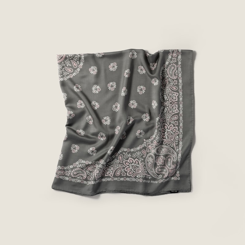 Printed silk and wool scarf