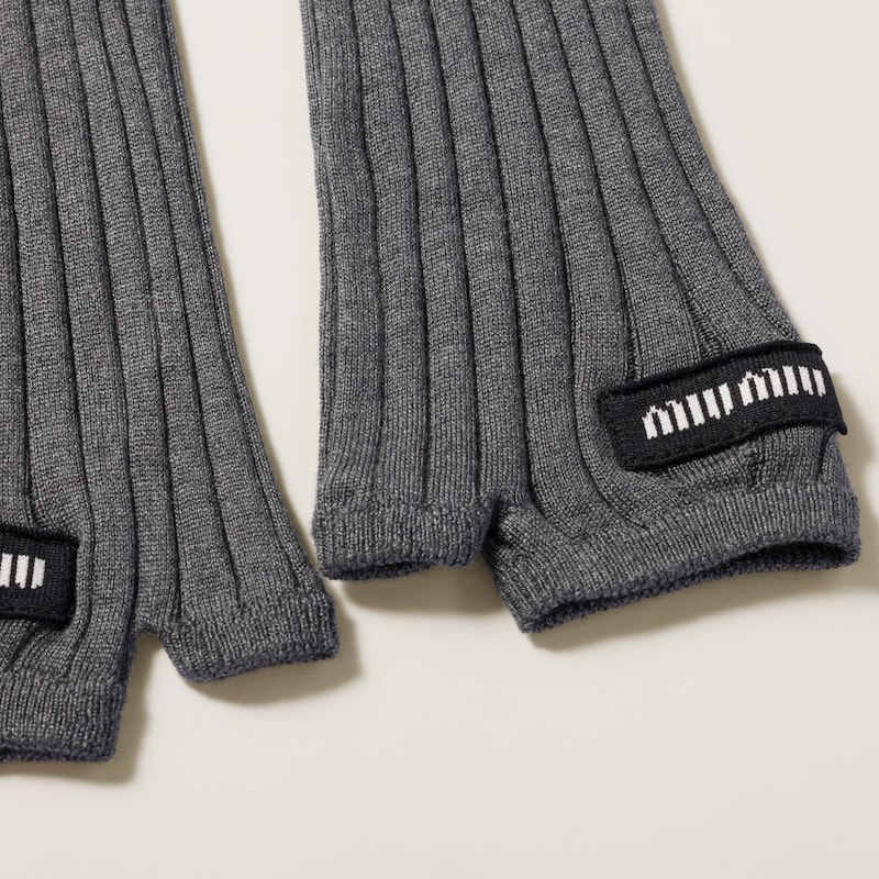 罗纹针织丝质无指手套