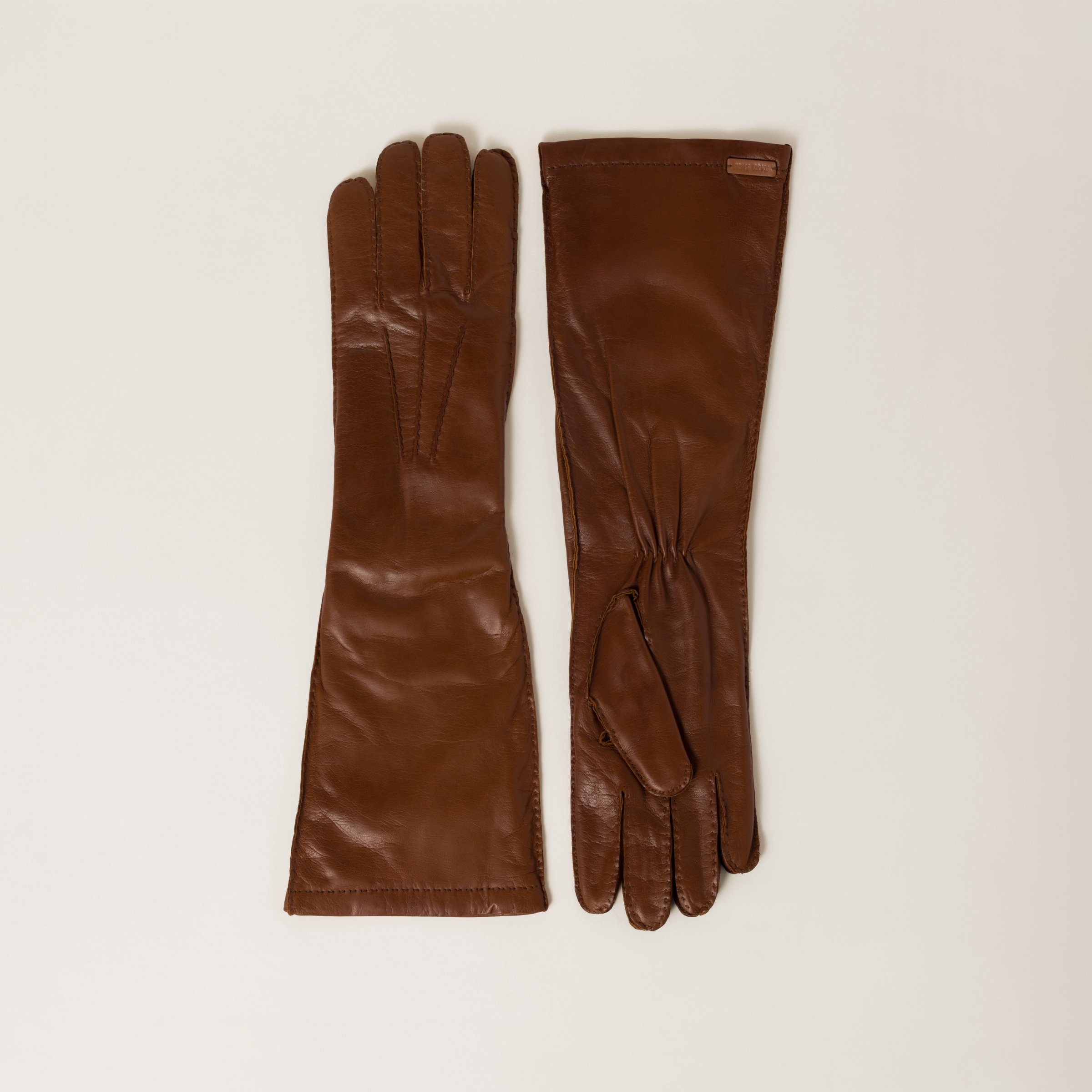 Cognac leather gloves discount