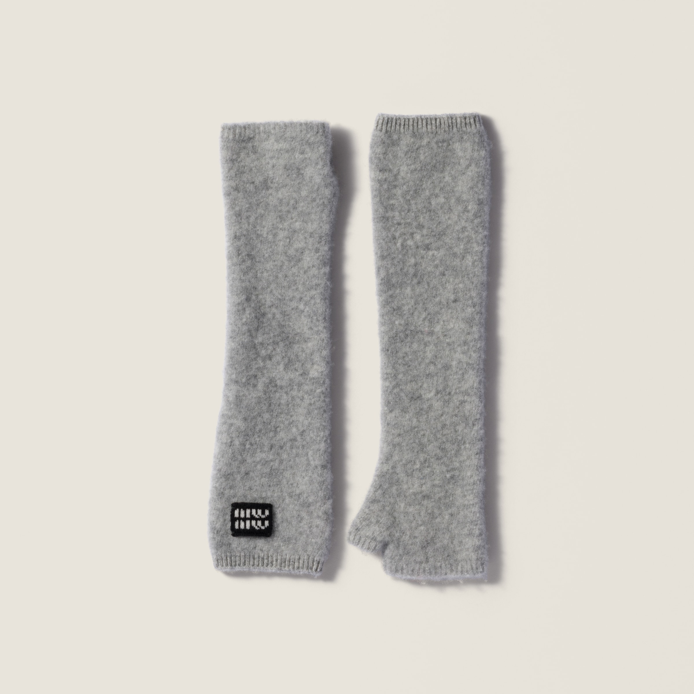 Miu Miu Wool Fingerless Gloves In Gray