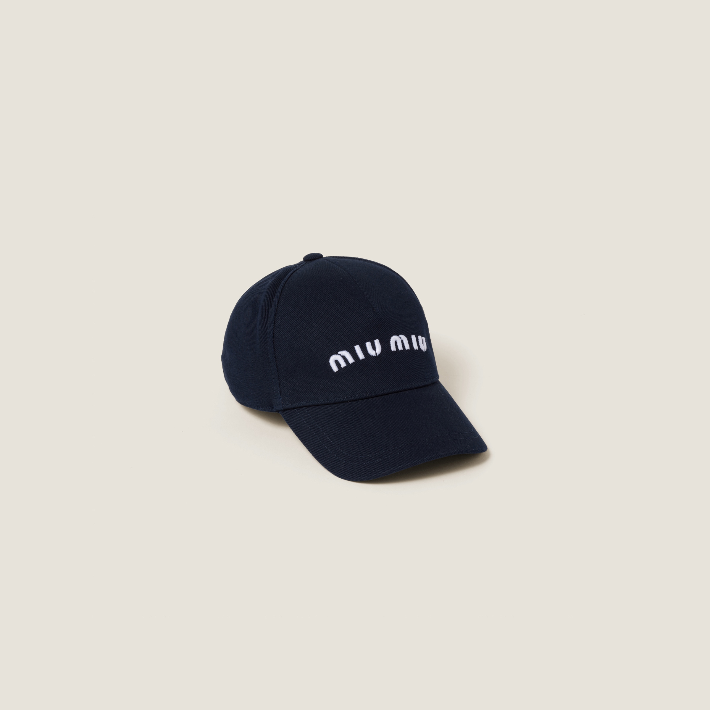 MIU MIU ベースボールキャップ ロゴ 刺繍 男女兼用 ネイビー