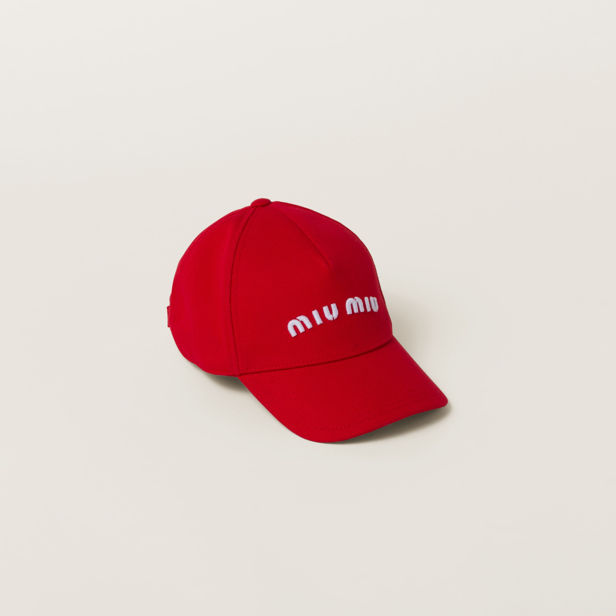 Miu Miu Drill Baseball Cap In Red/white | ModeSens