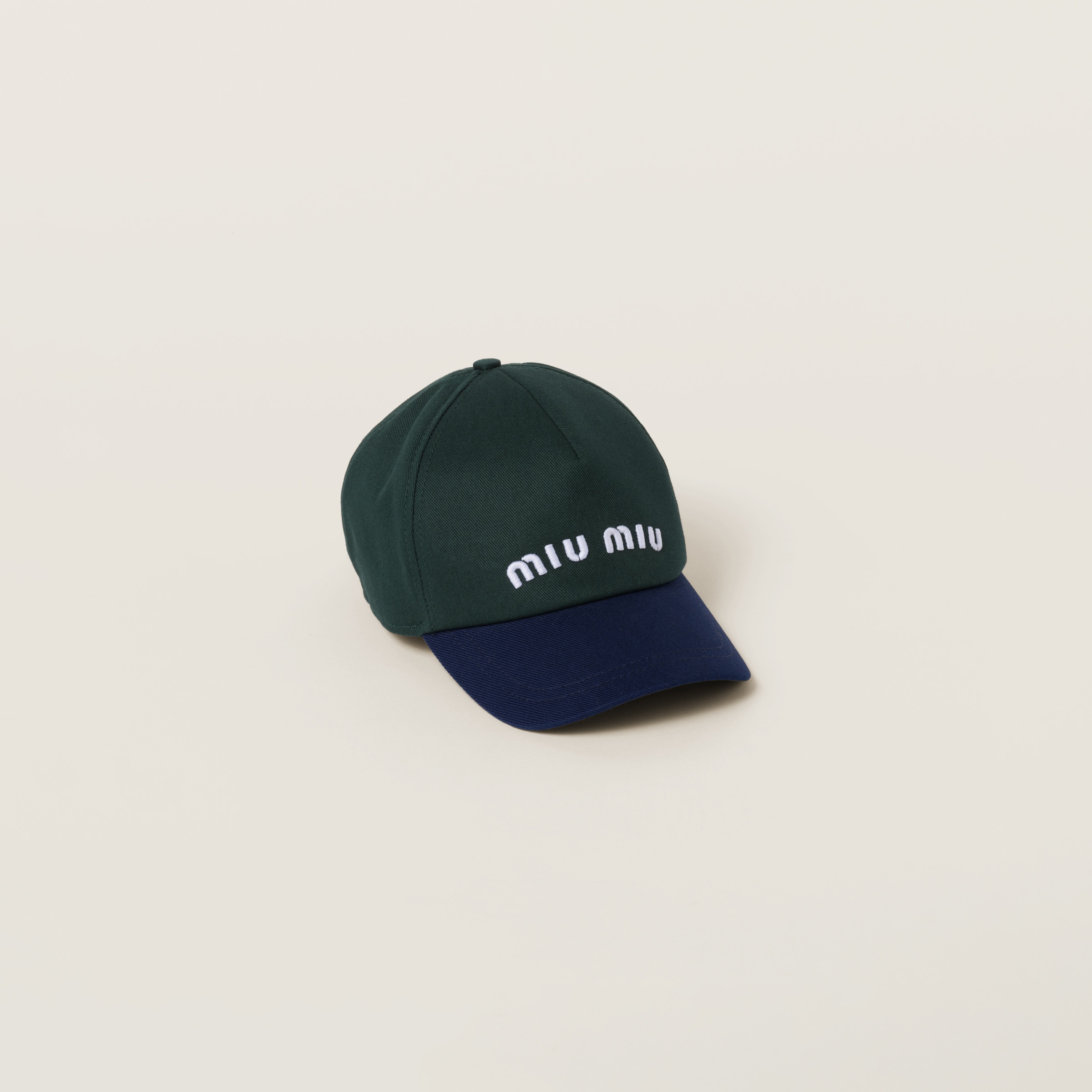Black/emerald Green Denim Baseball Cap | Miu Miu