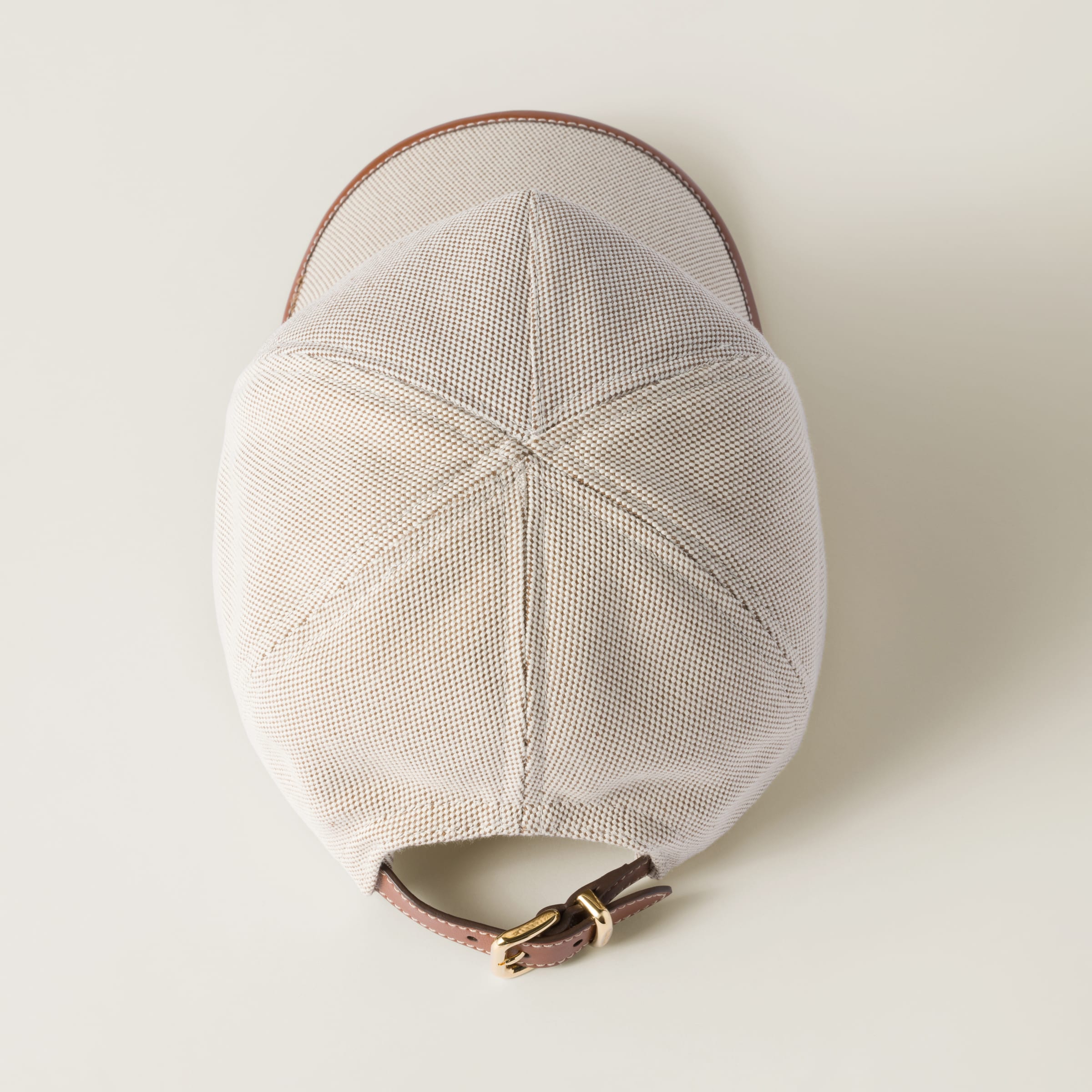 Miu Miu Logo-patch Canvas Baseball Hat In Beige/brandy