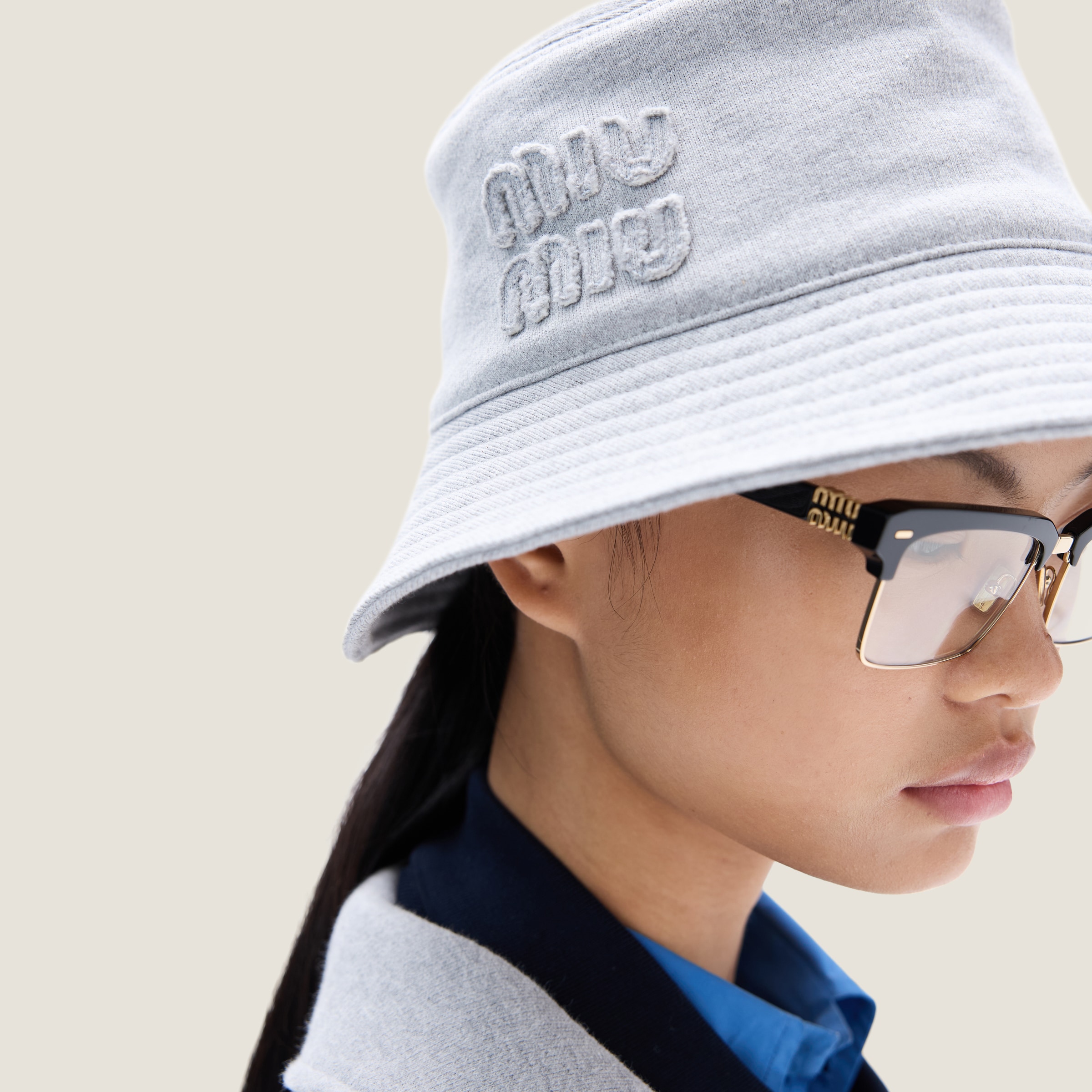 <MiuMiu>コットンフリース バケットハット グレー コットンフリース バケットハット | Miu Miu
