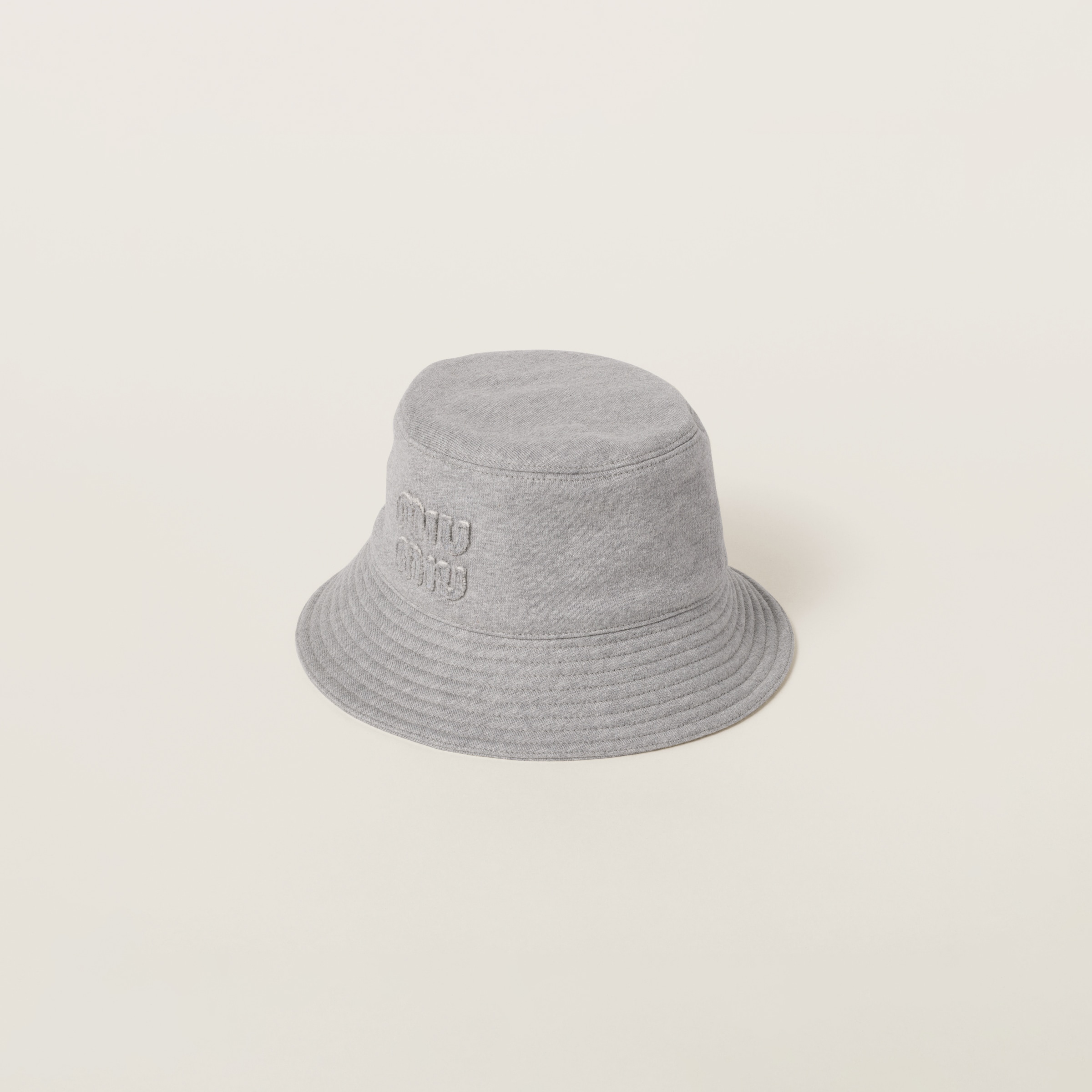 Miu Miu Cotton Fleece Bucket Hat In Grey