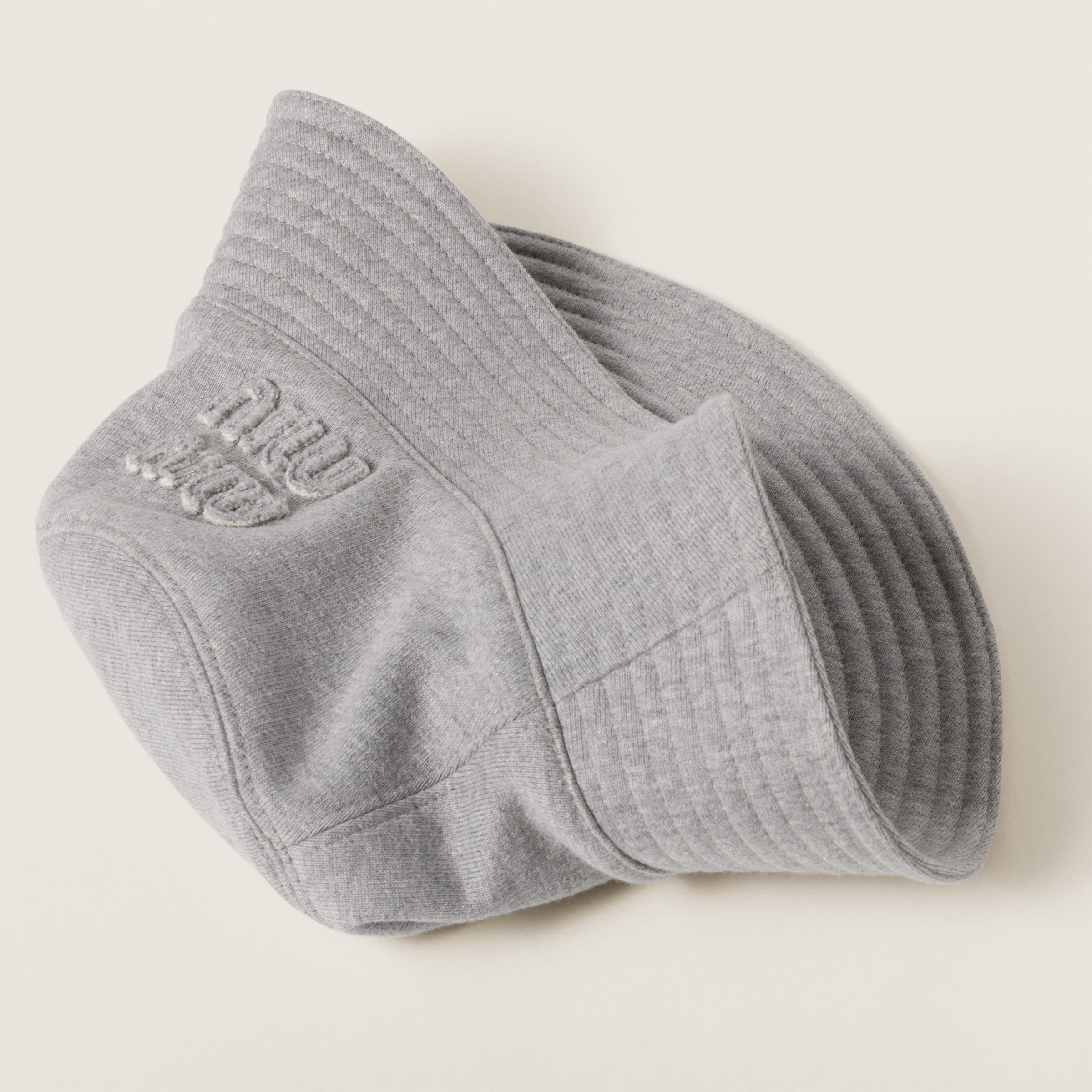 Miu Miu Cotton Fleece Bucket Hat In Grey