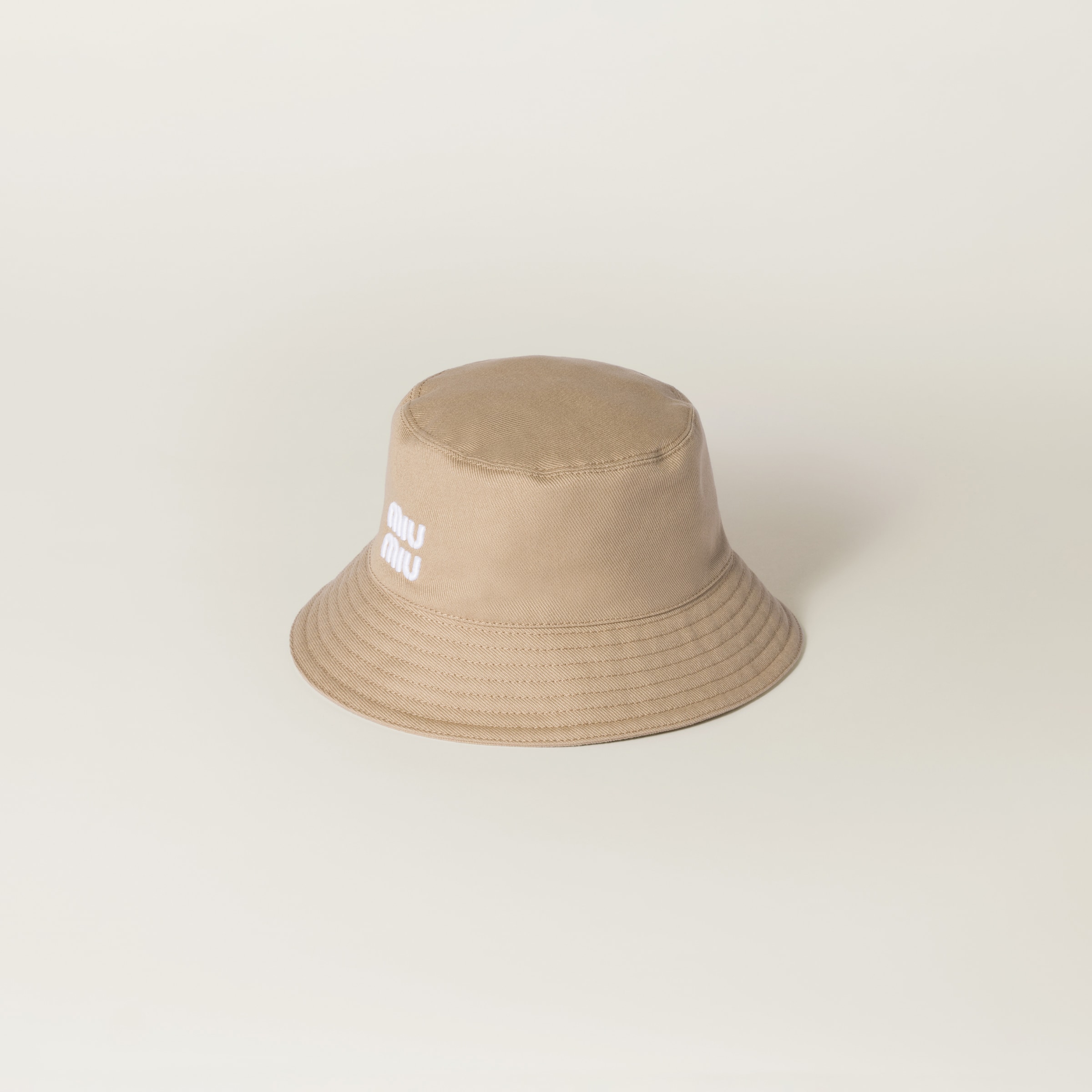 Miu Miu Drill Bucket Hat In Khaki/white