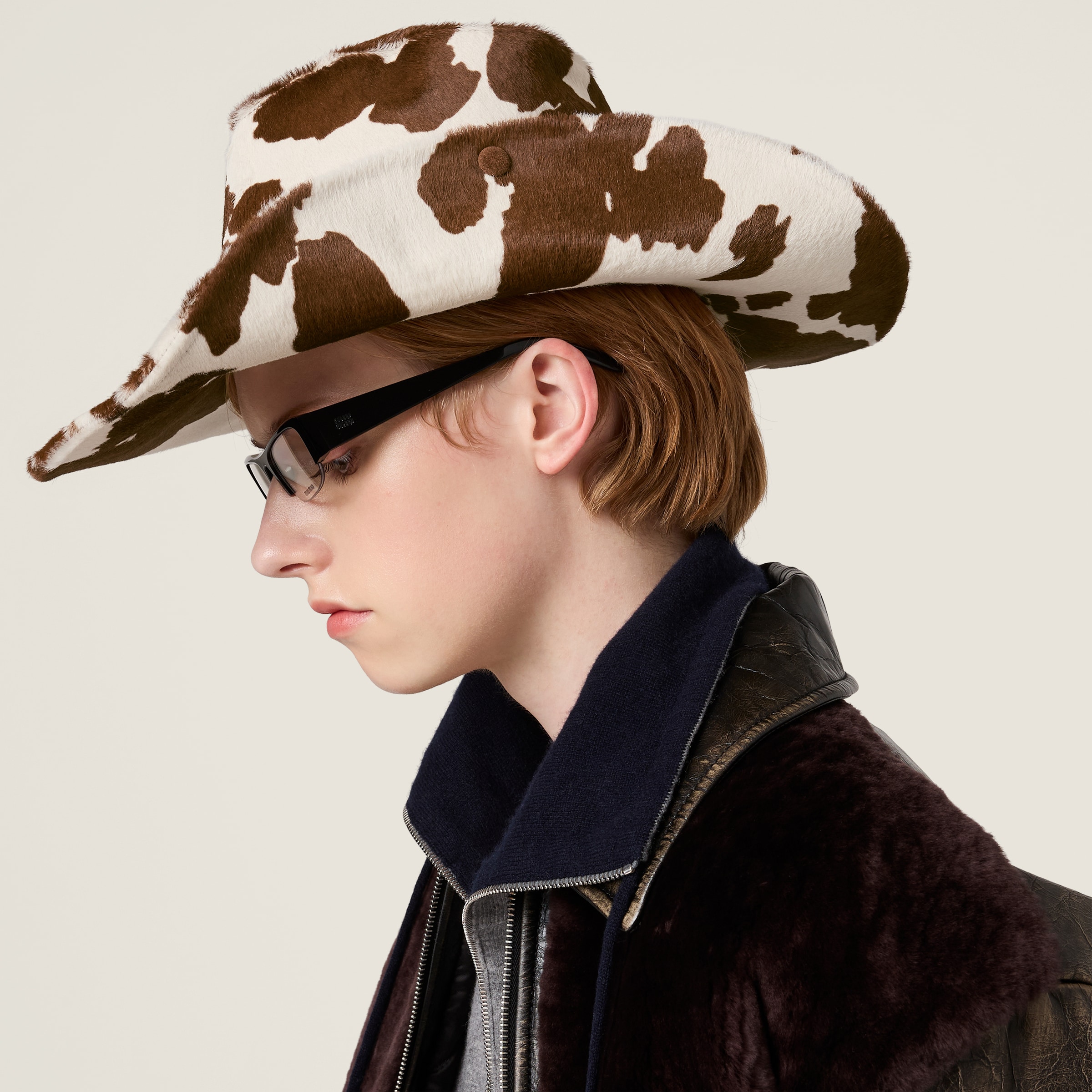 Miu Miu Printed Leather Cowboy Hat