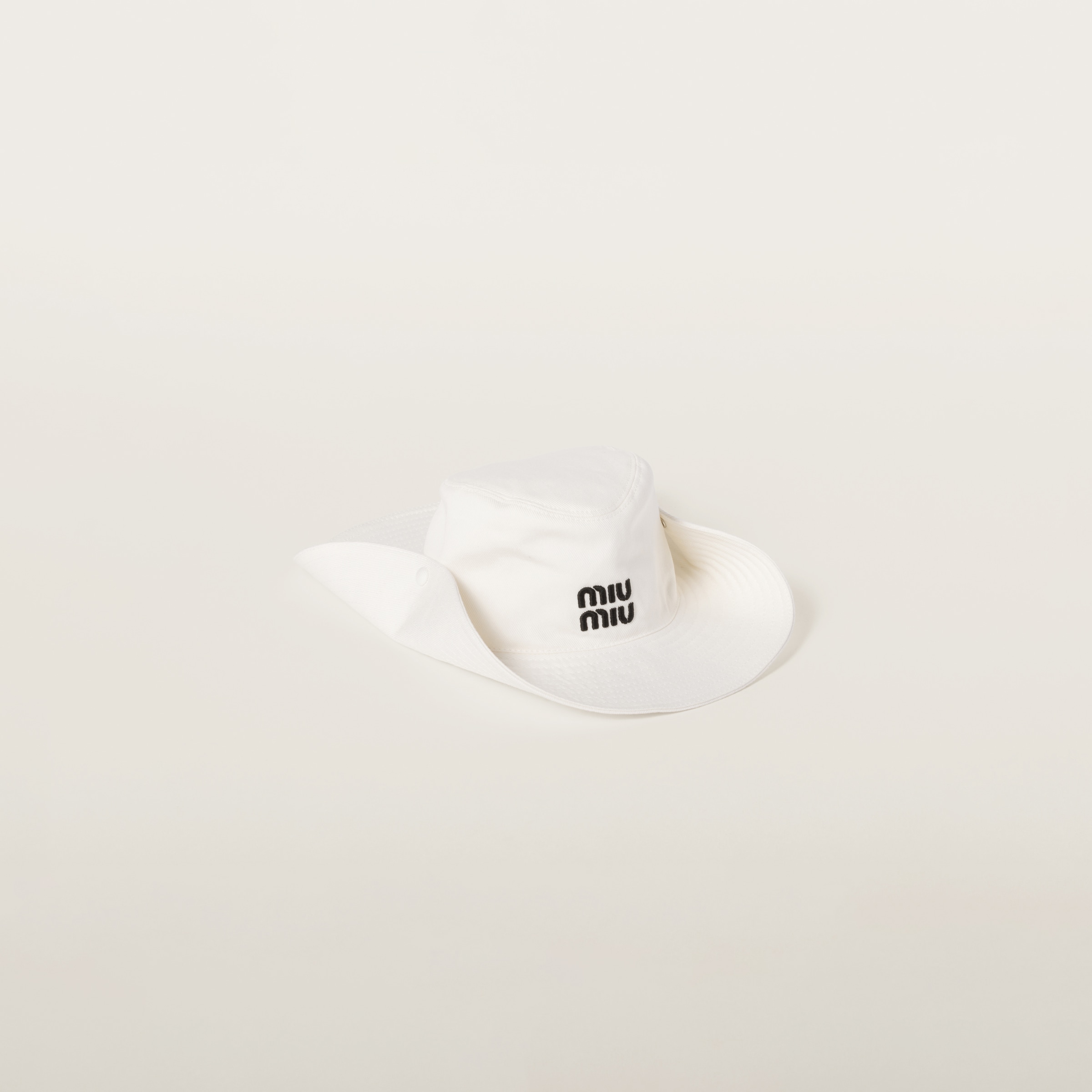 Miu Miu Drill Logo-embroidered Hat In White