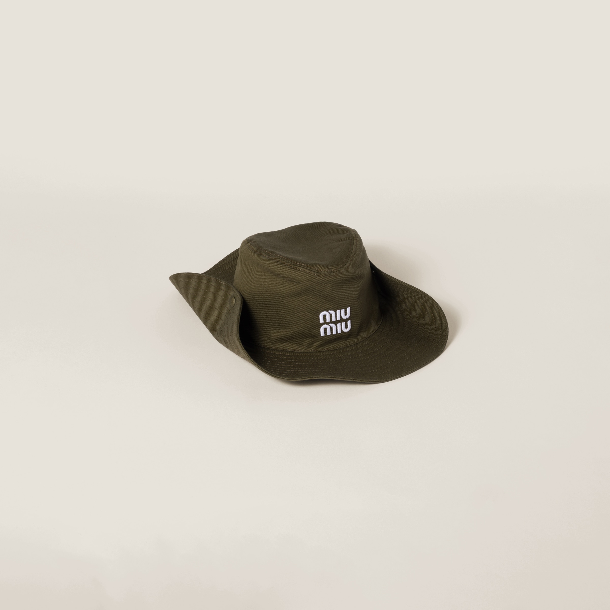 Forest Green/white Drill Cowboy Hat | Miu Miu