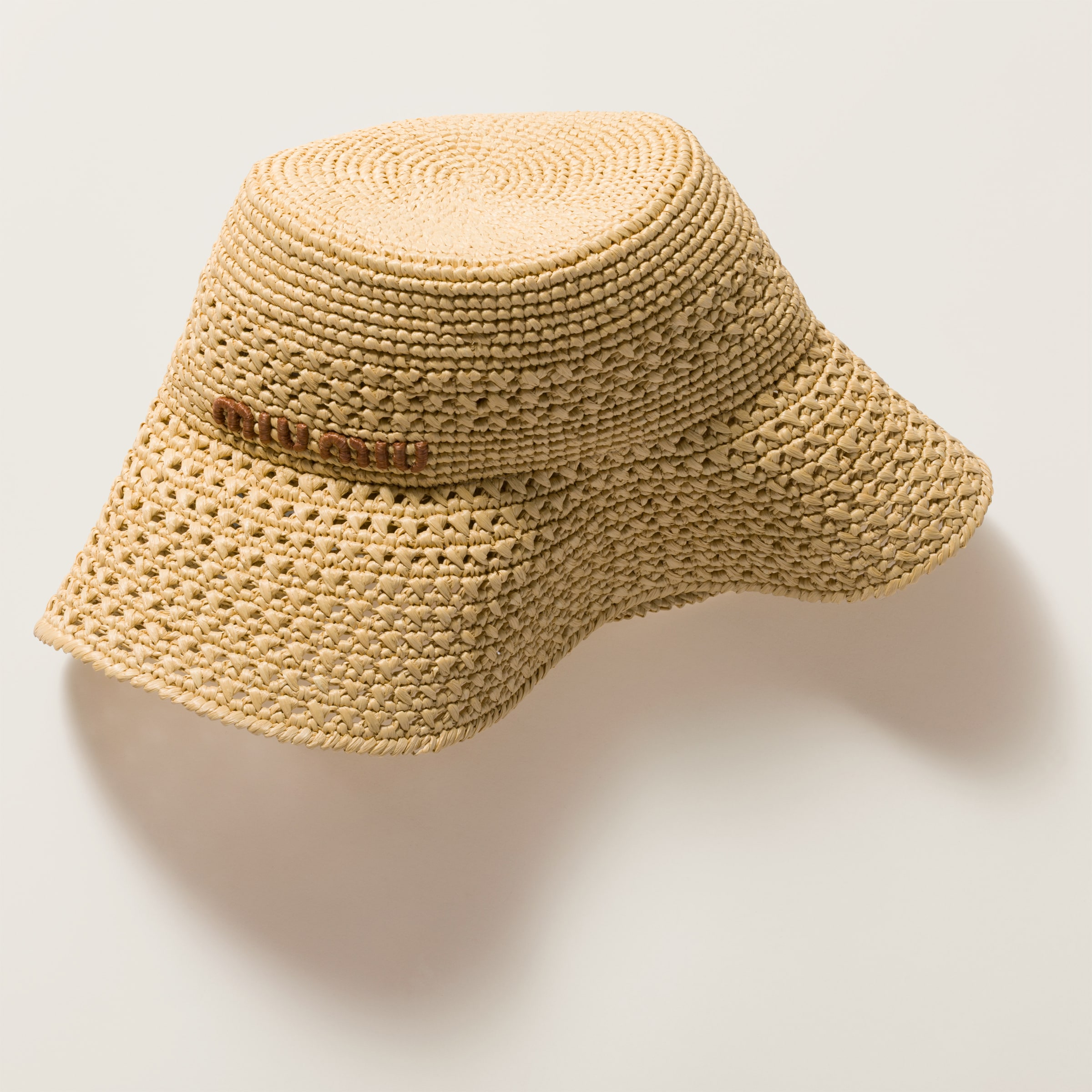 Beige/cognac Raffia Hat | Miu Miu - United States