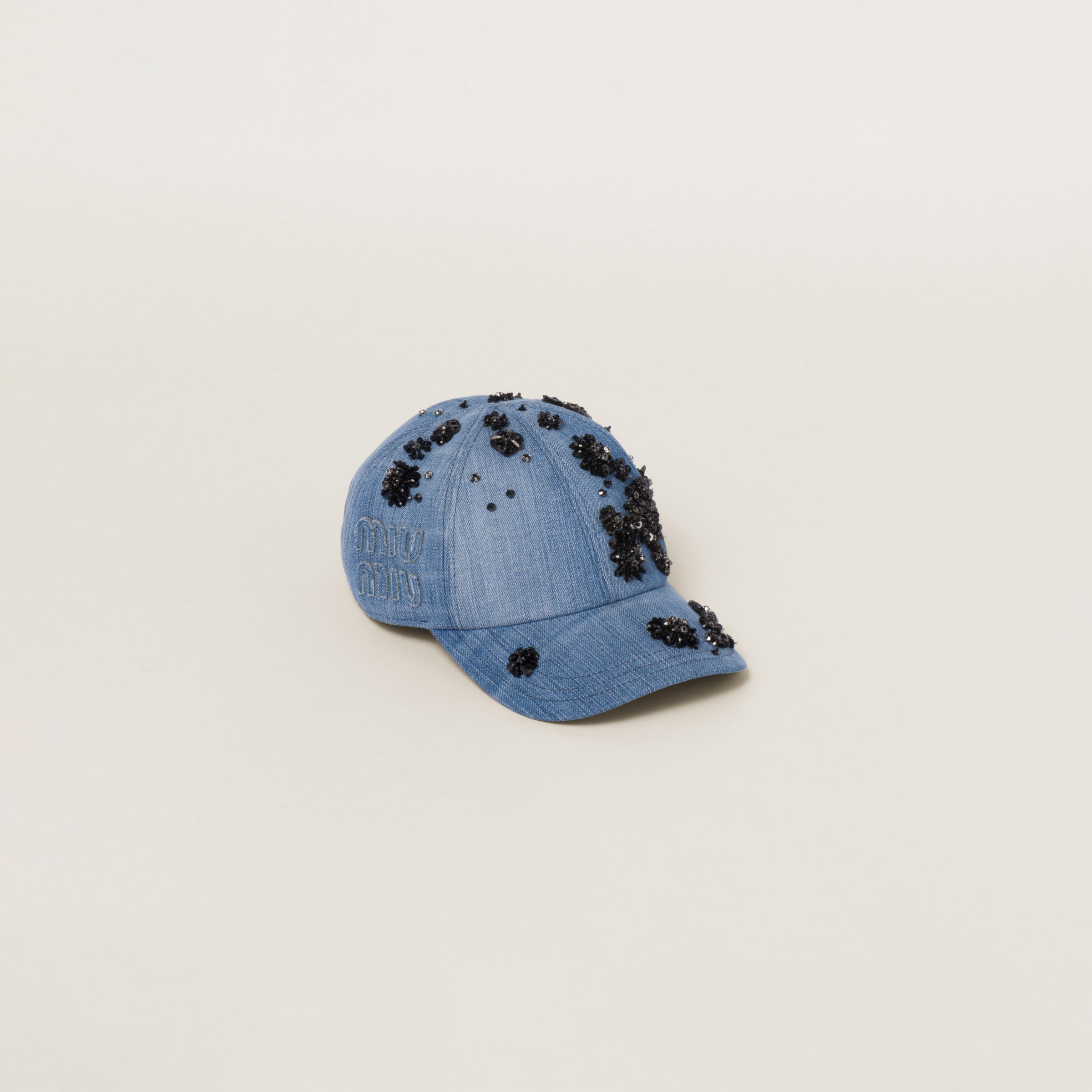 Miumiu Denim Baseball Cap In Blue