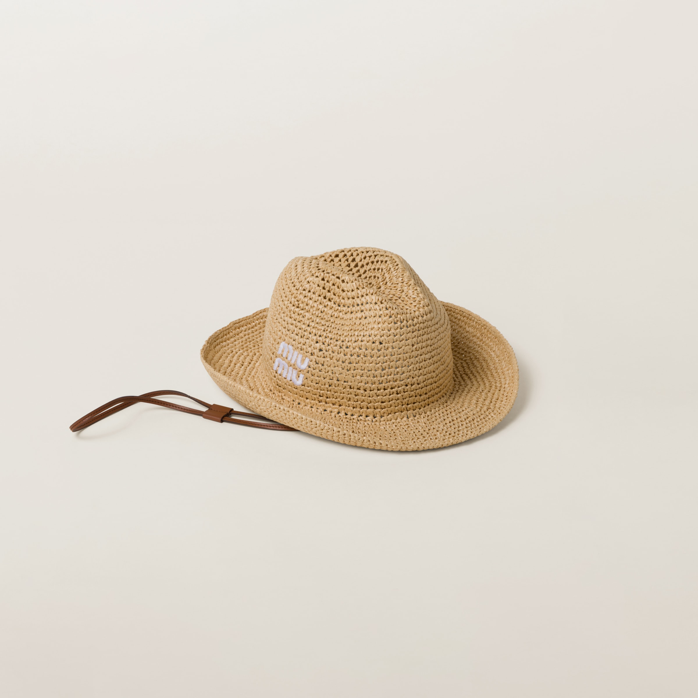 Miu Miu Viscose Raffia Hat In Natural | ModeSens